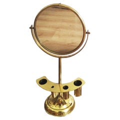 Art Deco Mirror Vanity Brass  With Pencil Holder, Midcentury