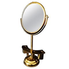 Art Deco Mirror Eitelkeit Messing  Mit Bleistifthalter, Mitte des Jahrhunderts