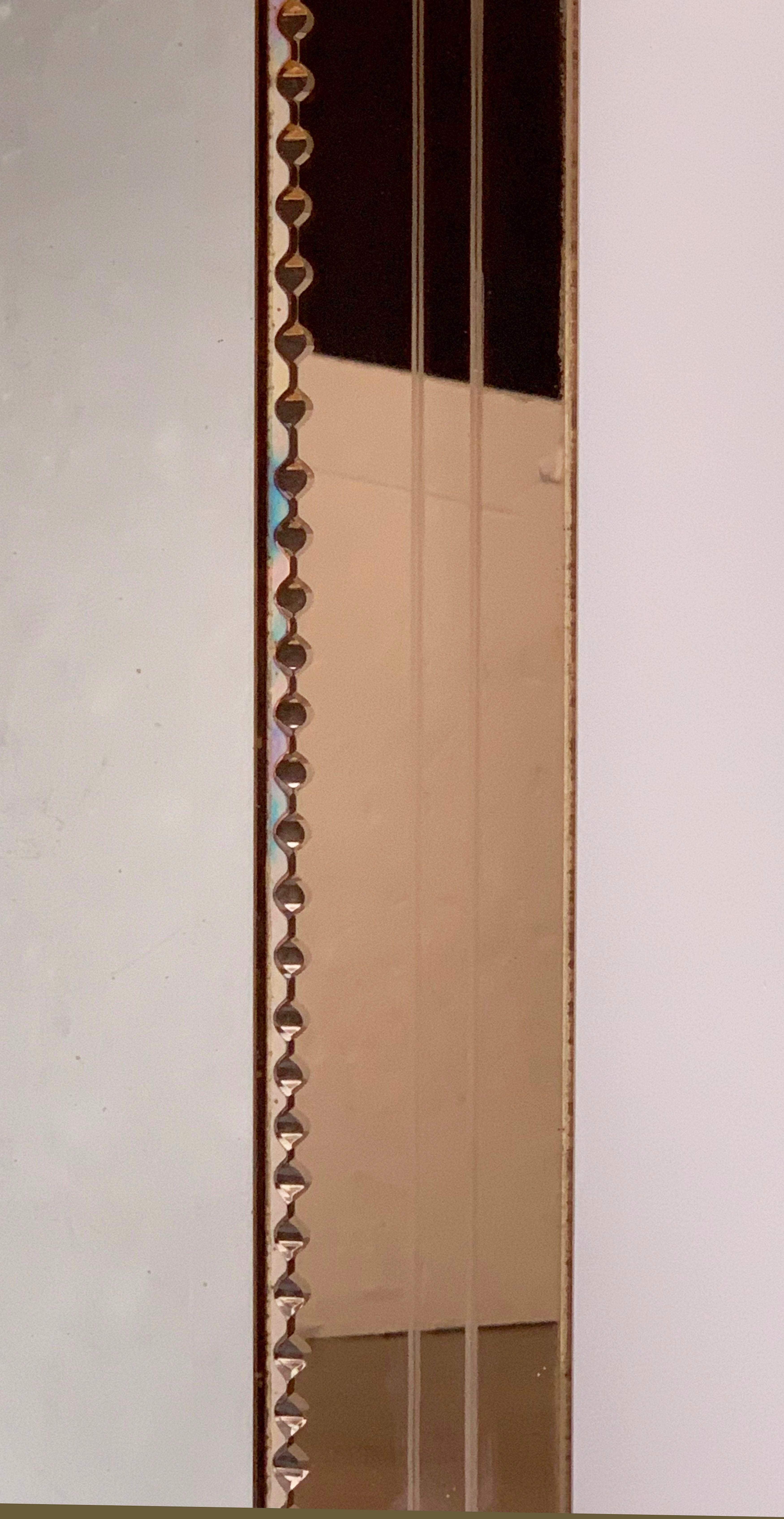 Art Deco Mirror with Beveled Frame of Copper-Colored Glass (H 58 3/4 x W 19 3/4) 3
