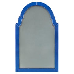 Art Deco Mirror with Blue Glass Border