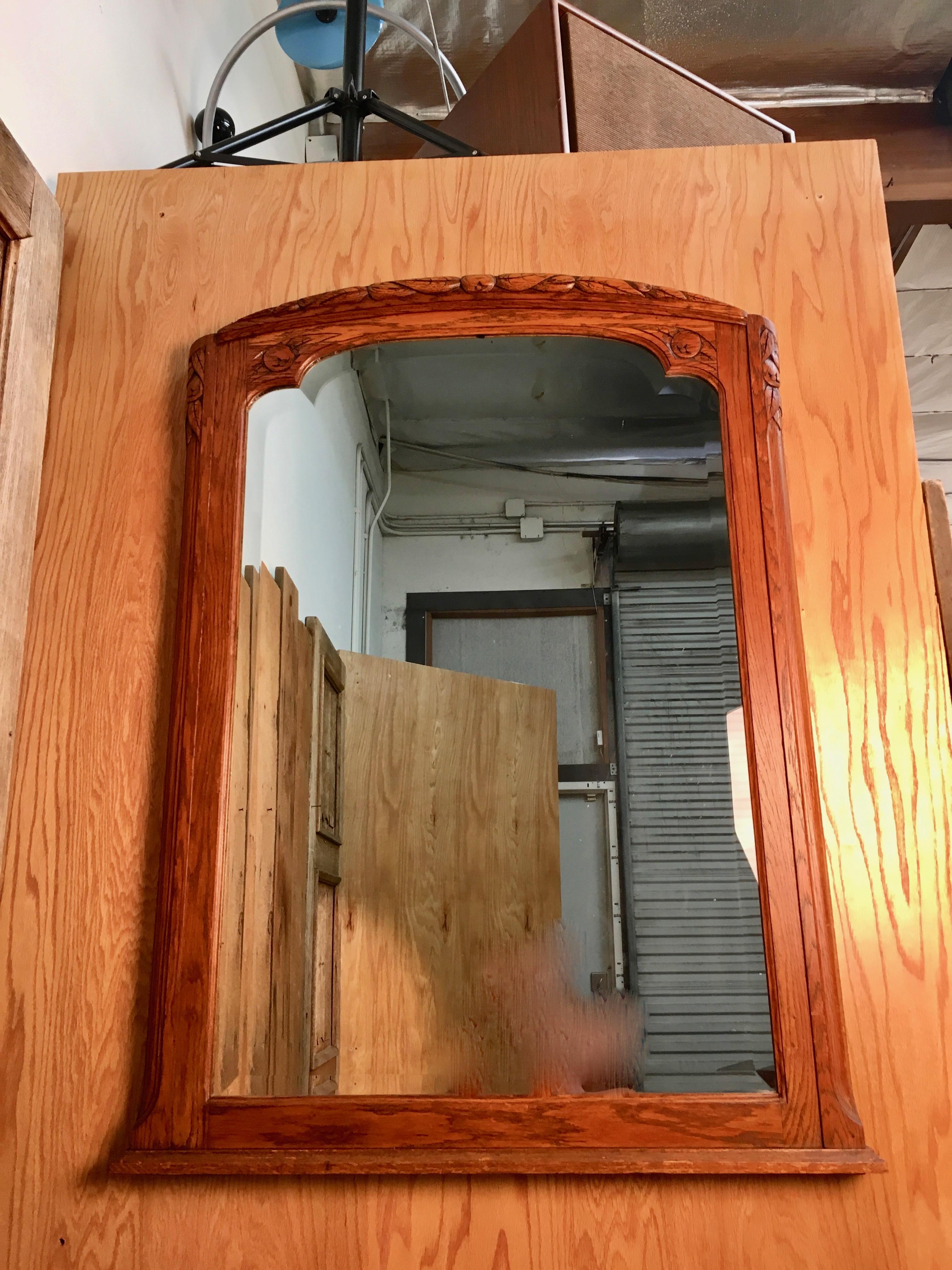 20th Century Art Deco Mirror with Carved Foliage