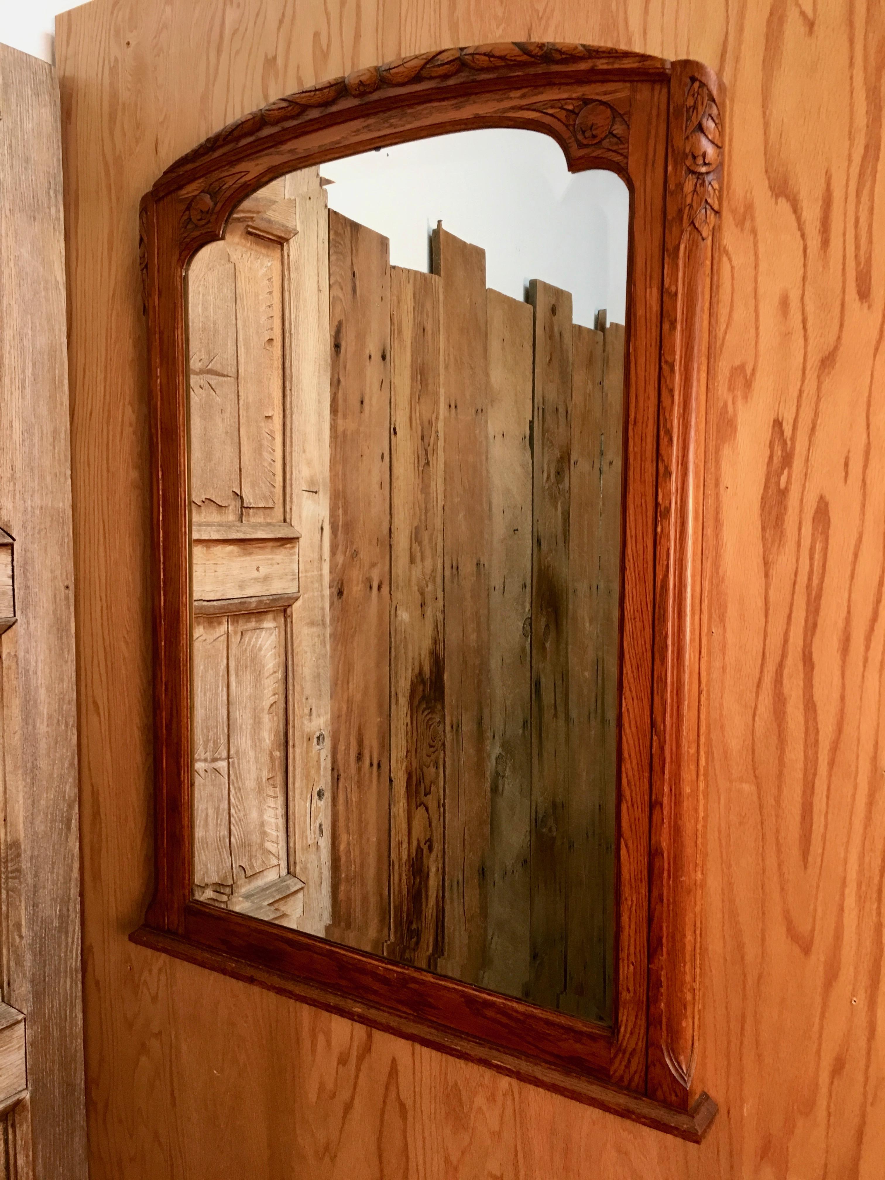 Art Deco Mirror with Carved Foliage 1