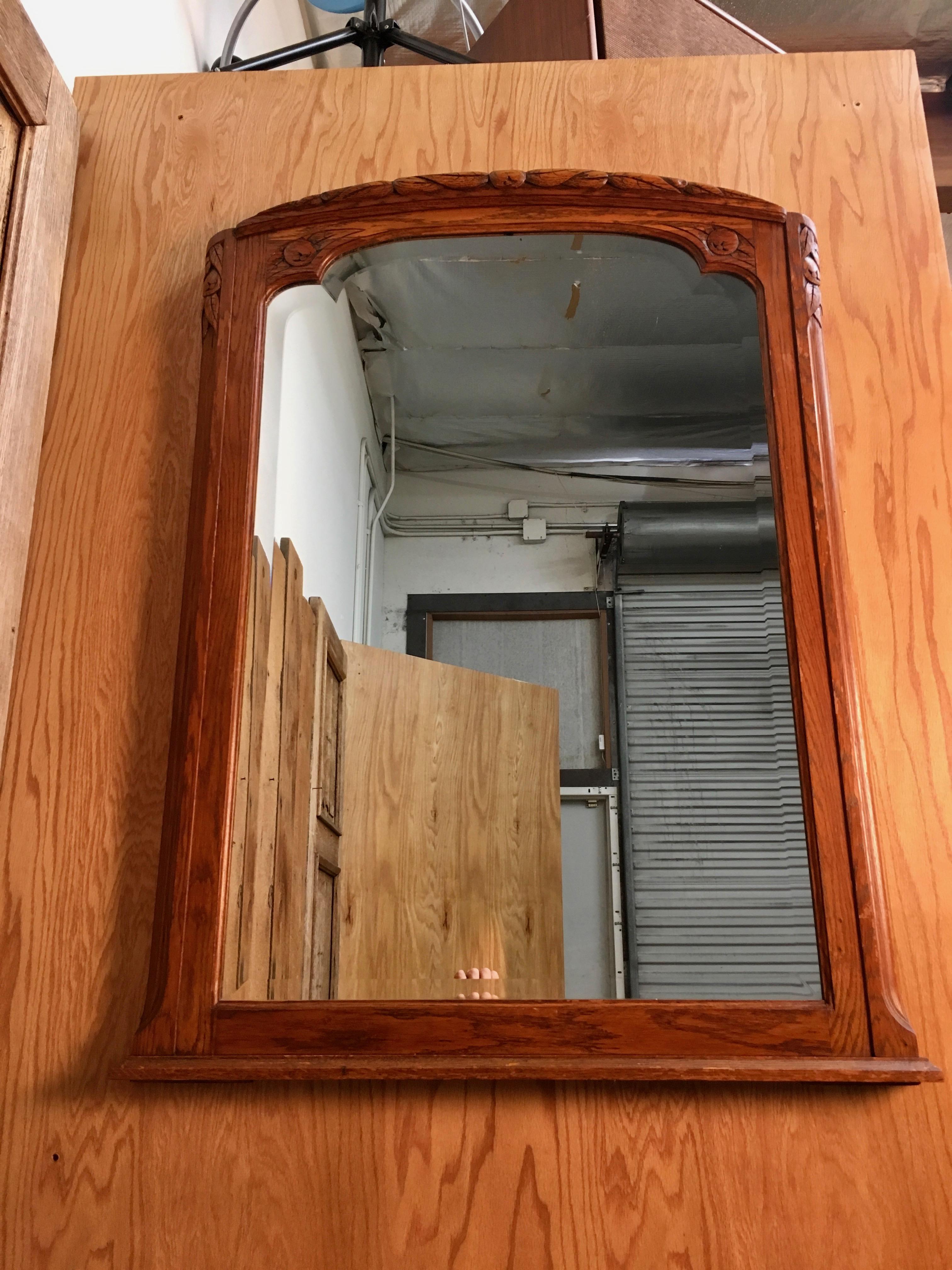 Art Deco Mirror with Carved Foliage 1