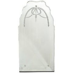 Art Deco Mirror with Laurel Wreath Detailing, Chain Beveling & Scalloped Borders