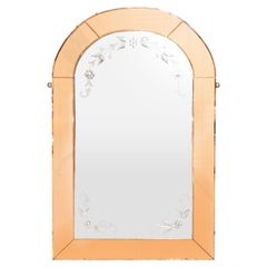 Art Deco Mirror with Peach Glass Border