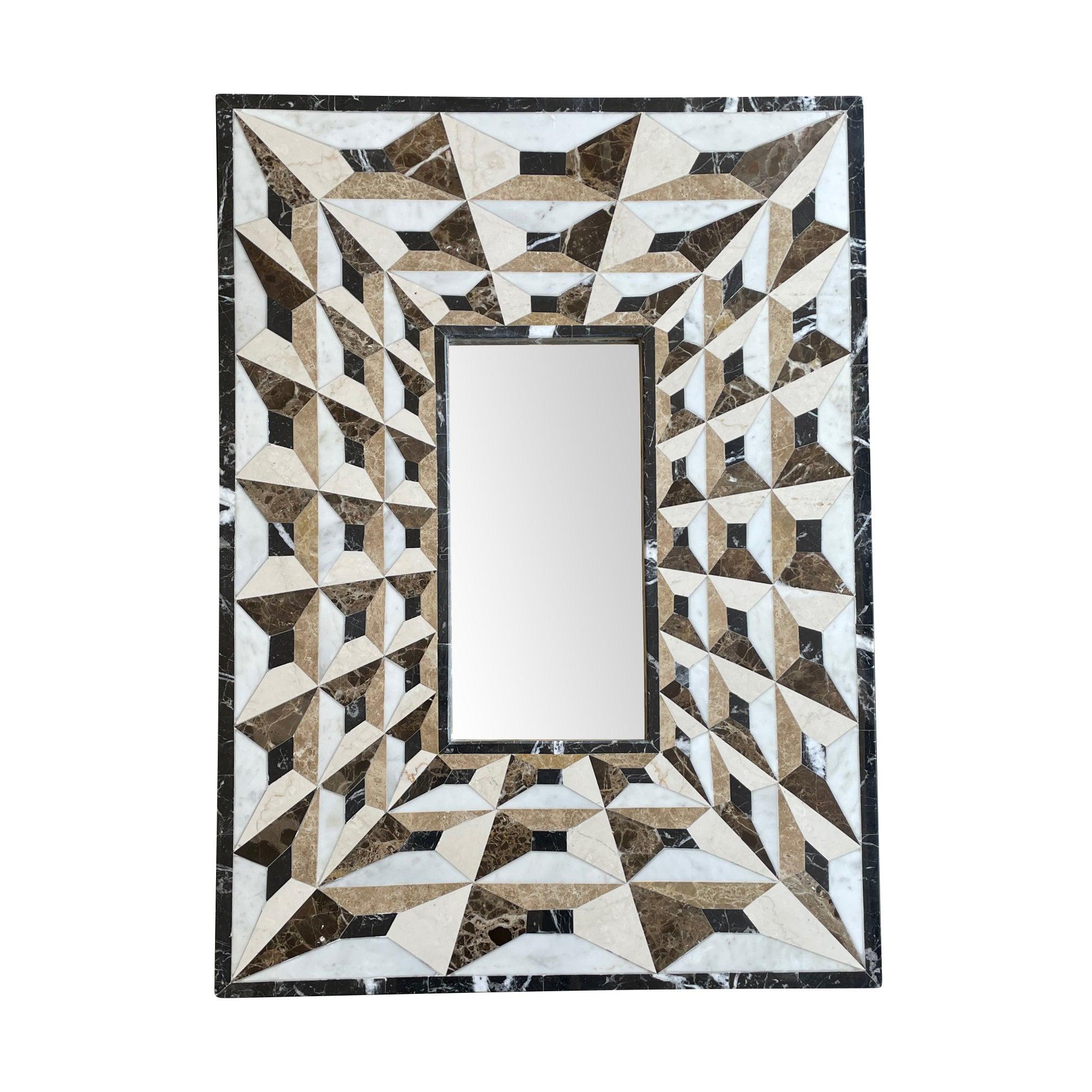 Art Deco Mirror with Tessellated Marble Surround Creating Optical Perspective