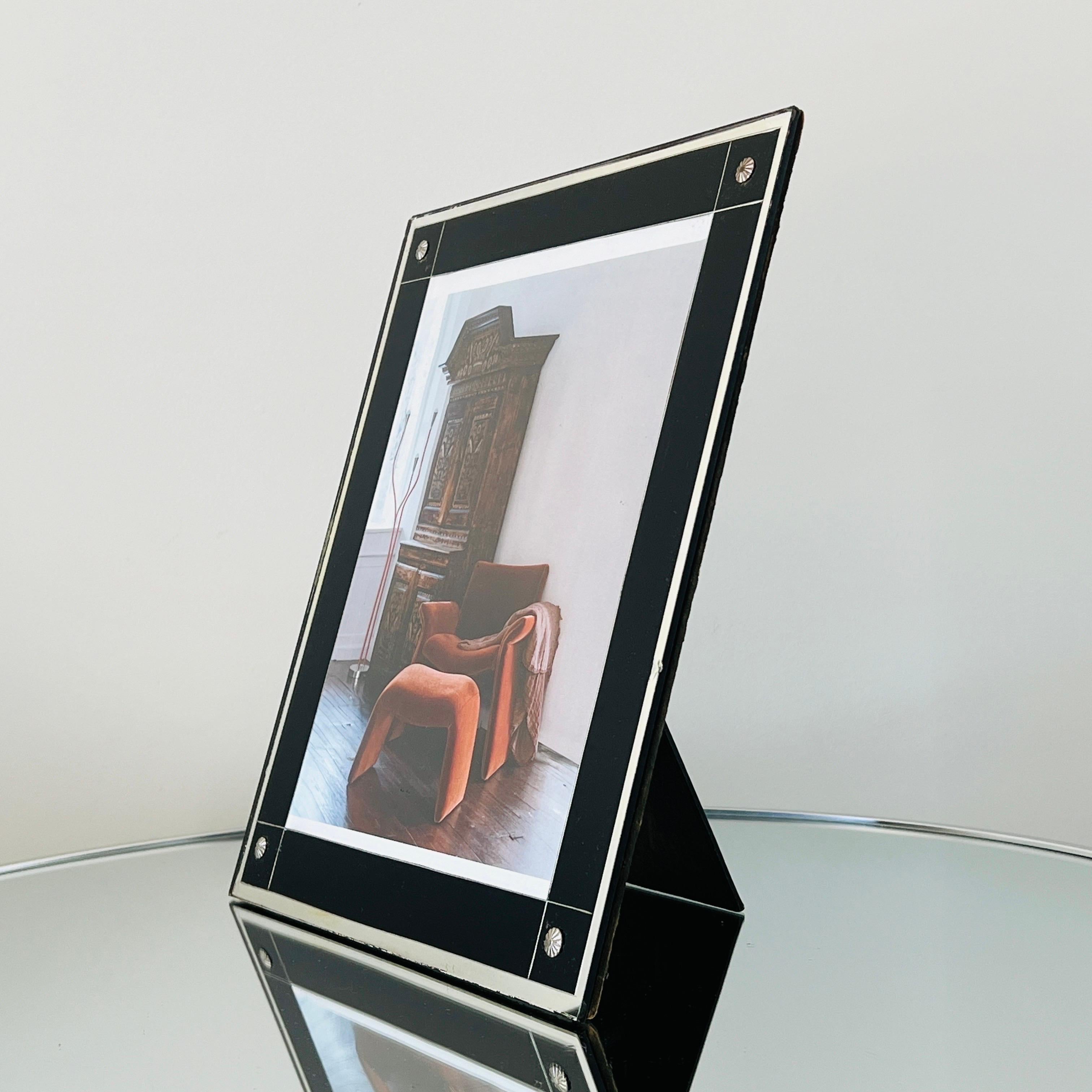 Art Deco Mirrored and Black Glass Bilderrahmen, ca. 1930er Jahre im Zustand „Gut“ im Angebot in Fort Lauderdale, FL