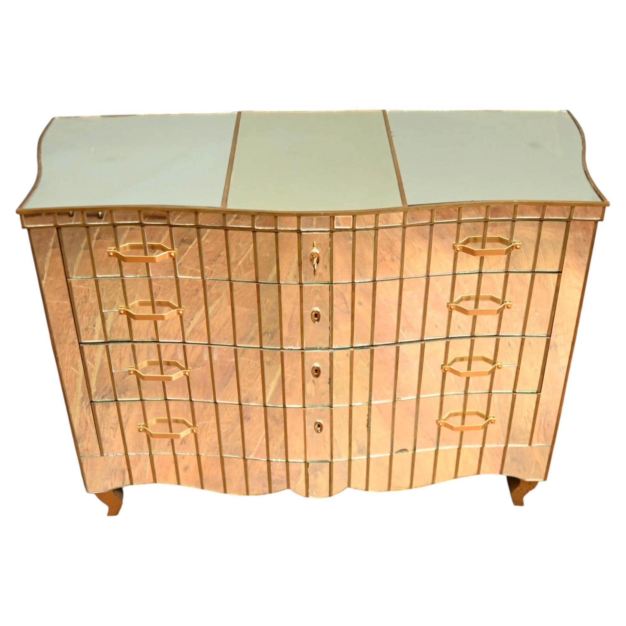 Art Deco Mirrored Chest Drawers 1930s Commode For Sale