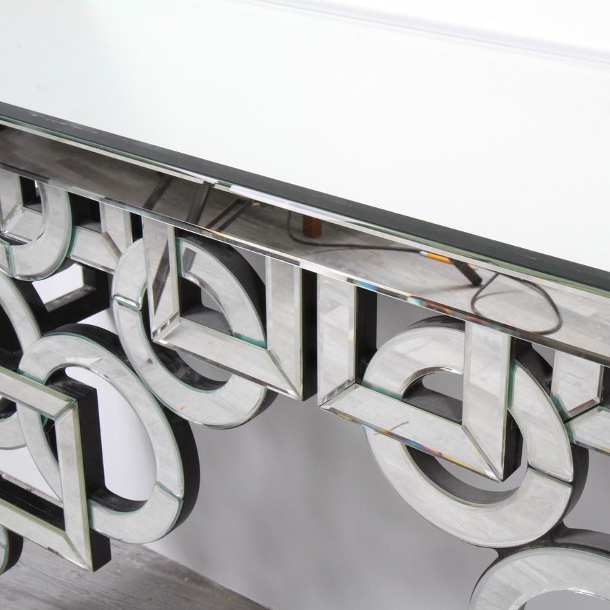 Contemporary Art Deco Style Mirrored Console Table For Sale