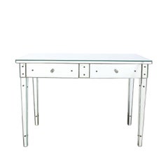 Art Deco Mirrored Directoire Style Vanity/Writing Desk with Floret Glass Pulls