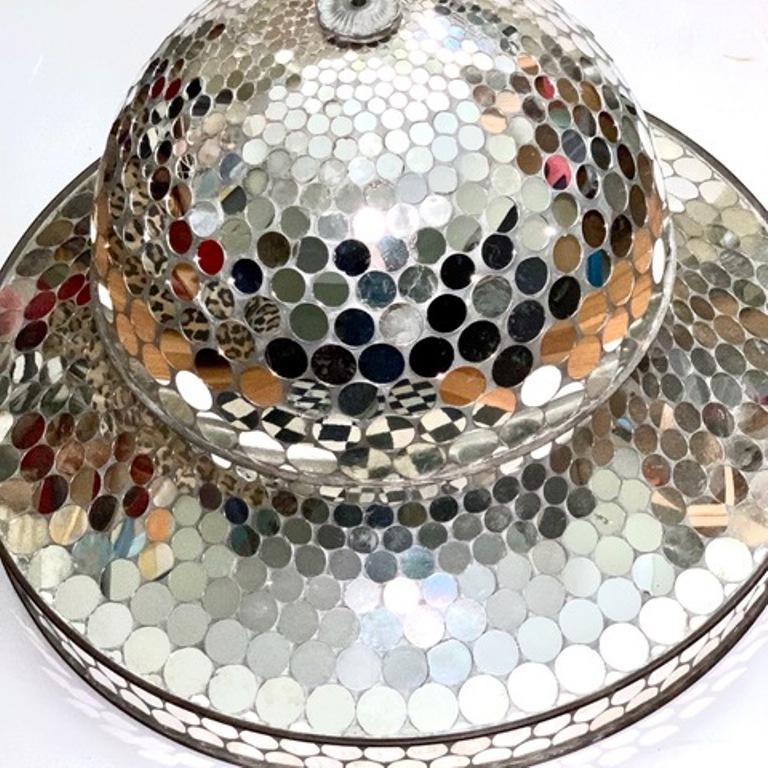 Art Deco Mirrored Disco Pendant In Good Condition In Astoria, NY