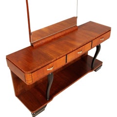 Verspiegelter Art-Déco-Schminktisch oder Waschtisch von Gaetano Borsani, poliert auf Wachs