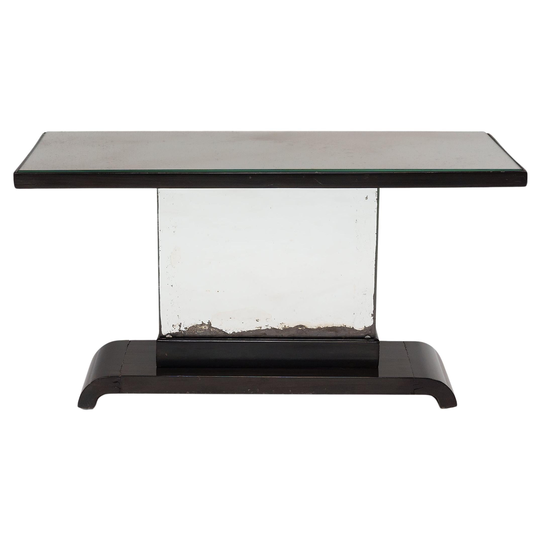 Art Deco Mirrored Pedestal Table, ca. 1930er Jahre