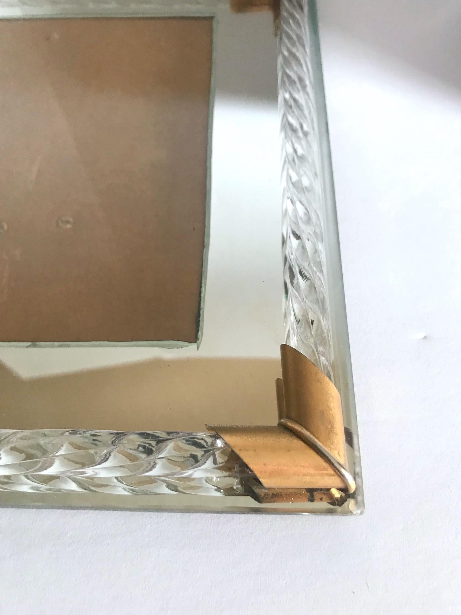 Hand-Crafted Art Deco Mirrored Picture Frame with Murano Glass Rope, 1940s