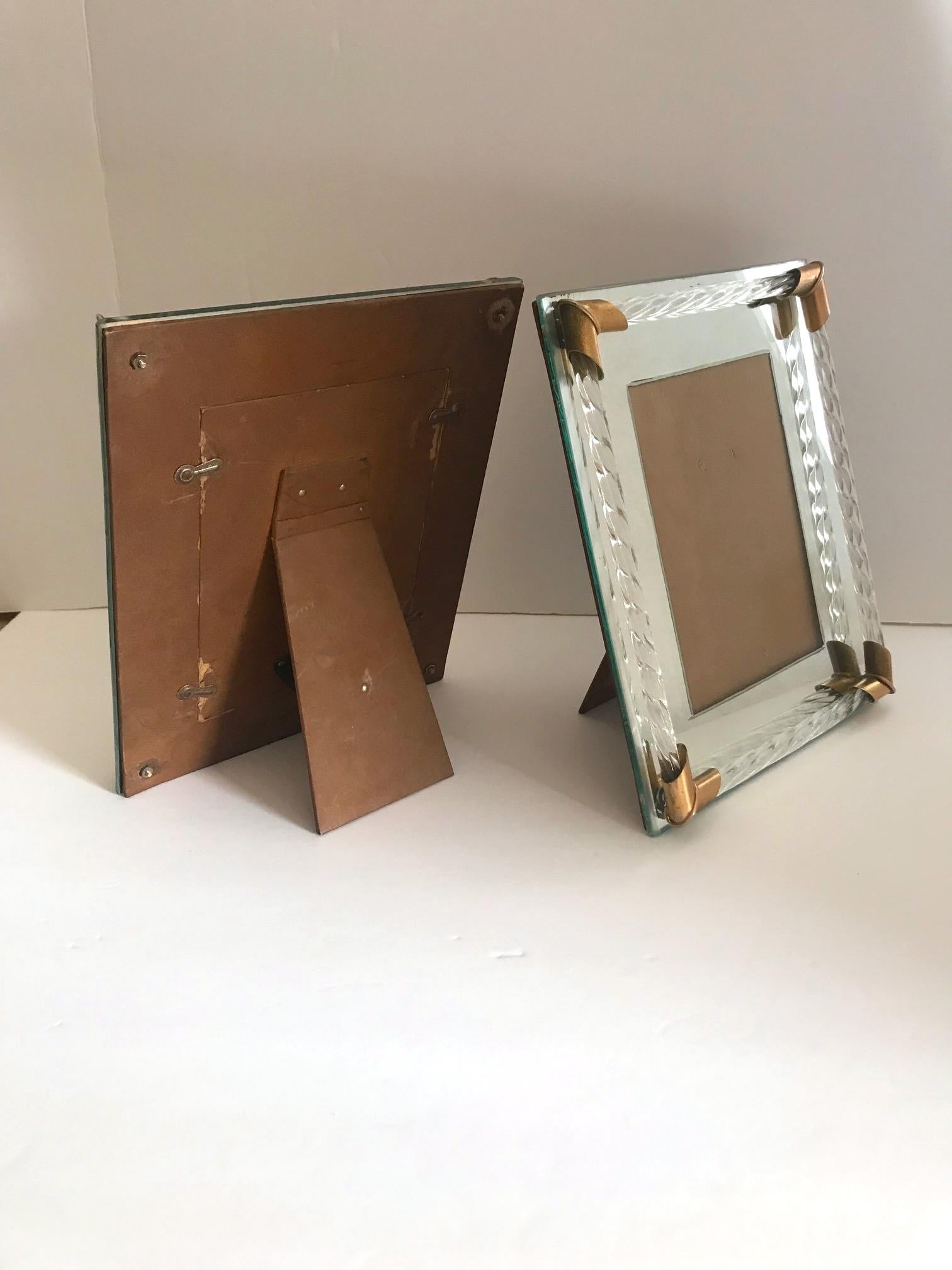 Mid-20th Century Art Deco Mirrored Picture Frame with Murano Glass Rope, 1940s