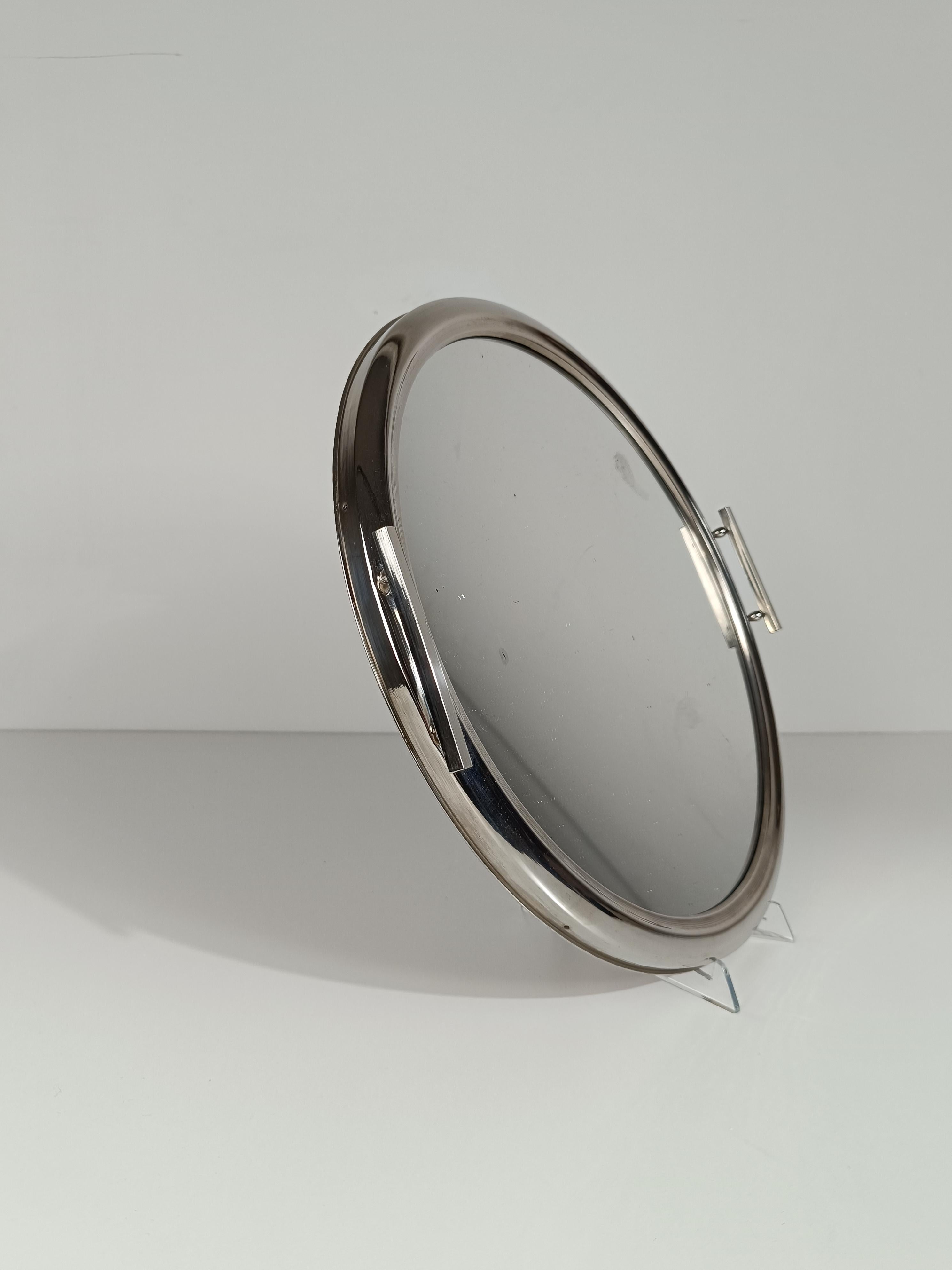 Plateau rond Art Déco en métal chromé, Italie 1930 en vente 3
