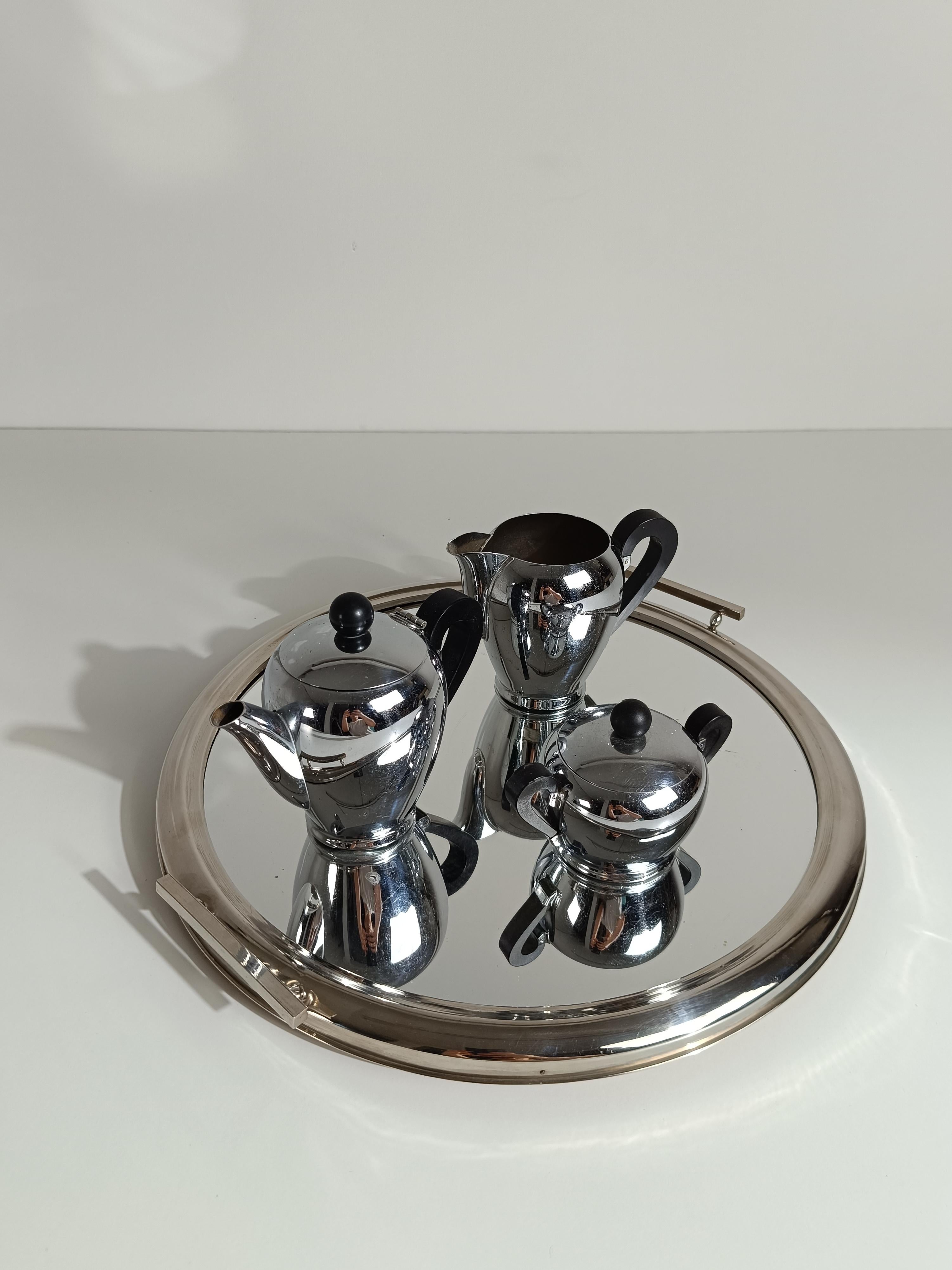 Plateau rond Art Déco en métal chromé, Italie 1930 Bon état - En vente à Roma, IT