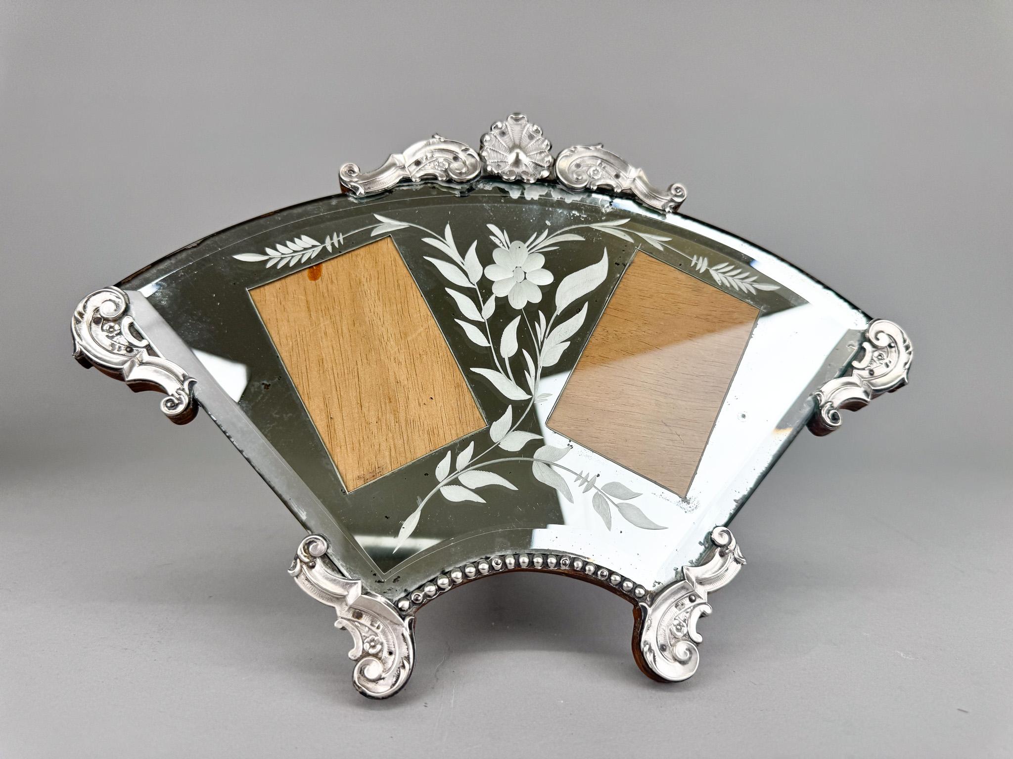 Verspiegelter Silber-Doppelrahmen im Art déco-Stil für Fotografie, Frankreich im Angebot 5