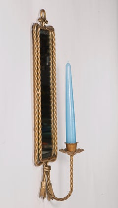 Art Deco Mirrored Wall Sconce Candle Holder 20th century