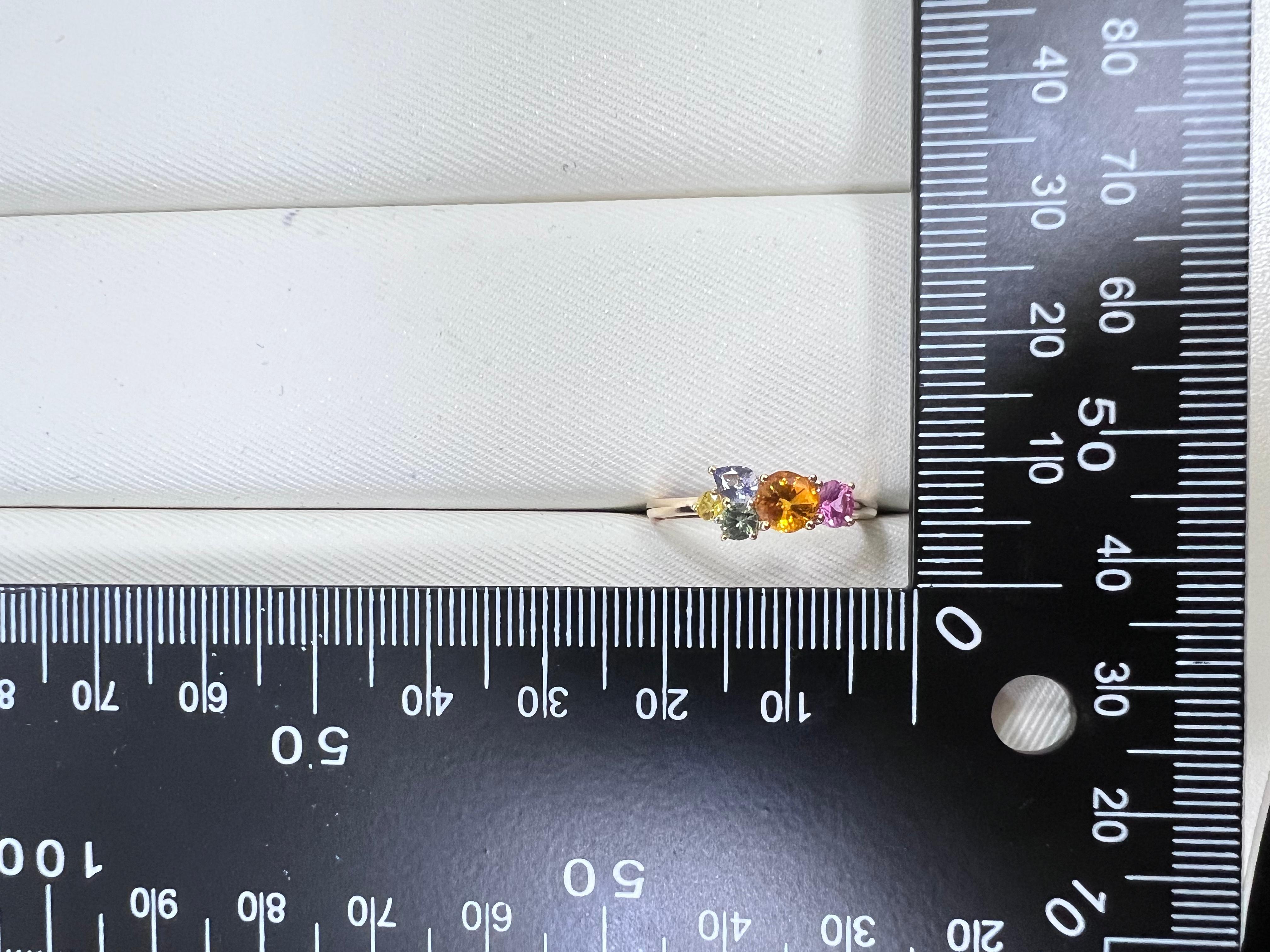 Bague Art déco en or jaune 14 carats avec saphir fantaisie de 1,2 carat de taille mixte Neuf - En vente à Hong Kong, HK