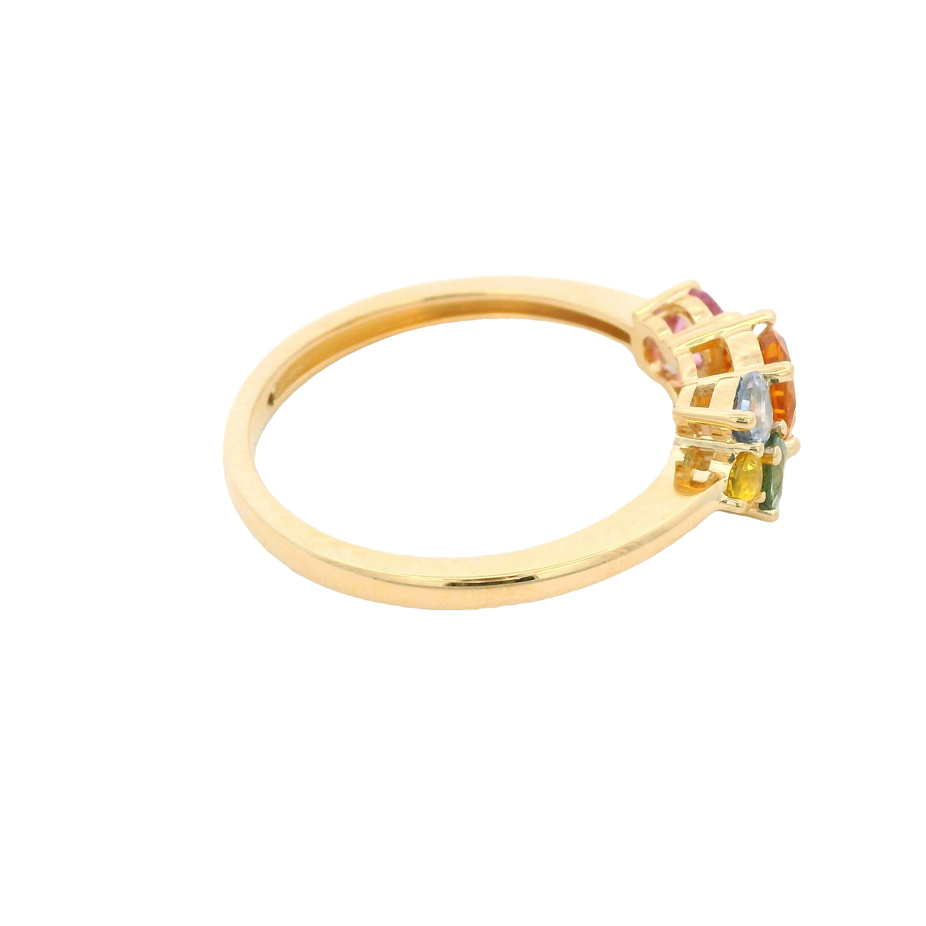 Bague Art déco en or jaune 14 carats avec saphir fantaisie de 1,2 carat de taille mixte Pour femmes en vente