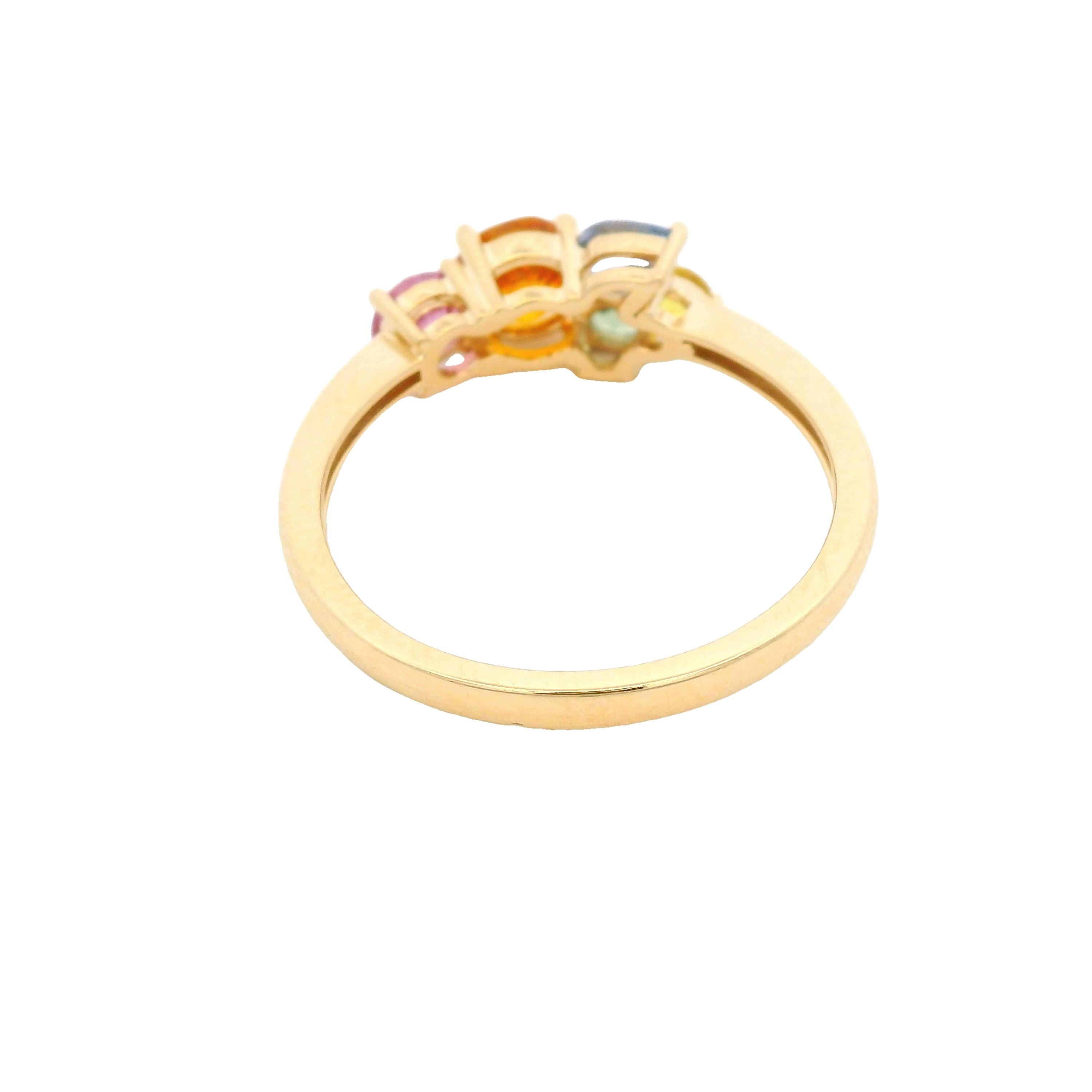 Bague Art déco en or jaune 14 carats avec saphir fantaisie de 1,2 carat de taille mixte en vente 1
