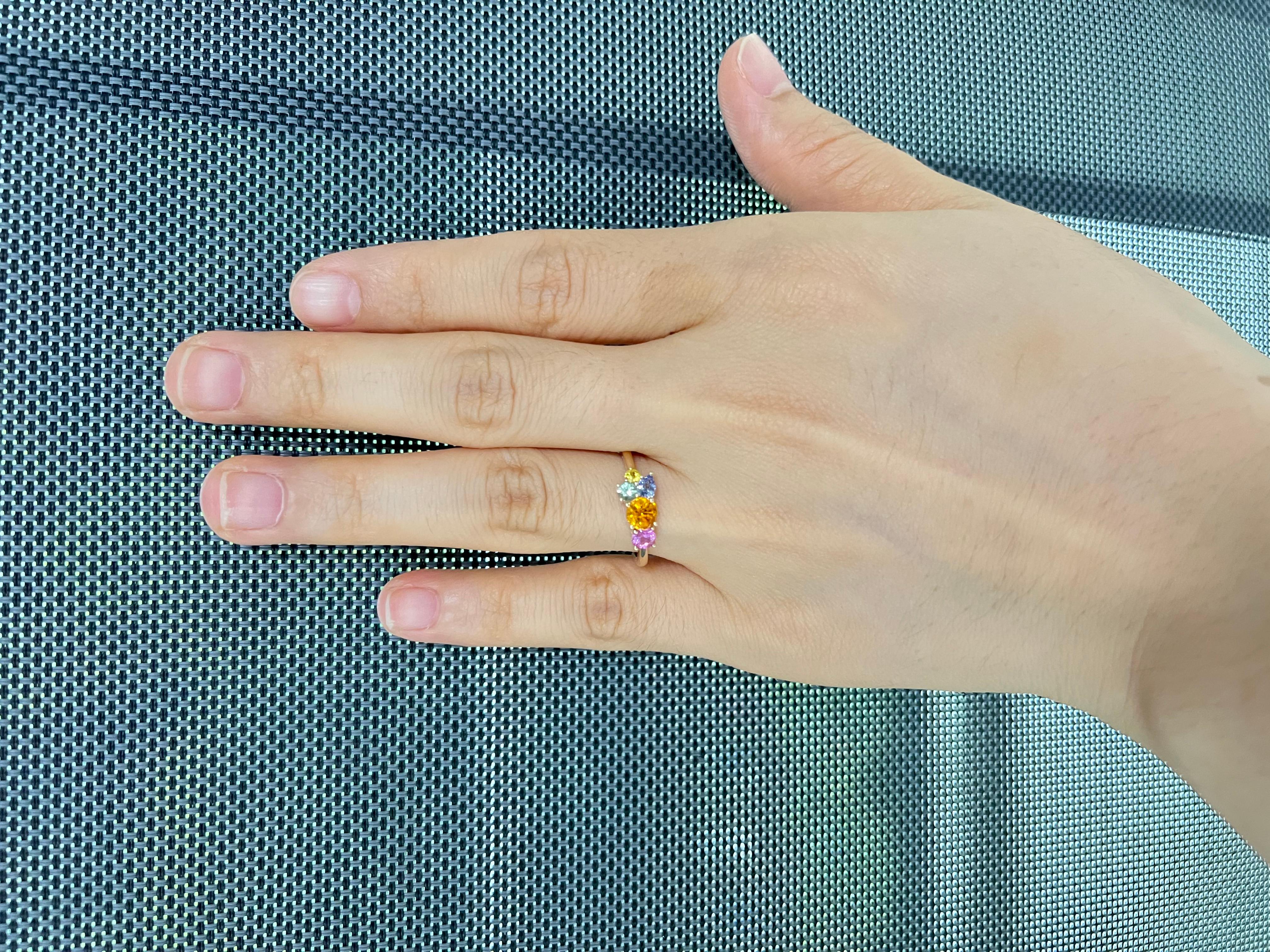 Bague Art déco en or jaune 14 carats avec saphir fantaisie de 1,2 carat de taille mixte en vente 3