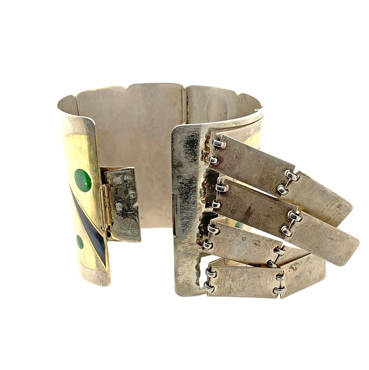 Art-Déco-Armband aus gemischter Emaille und Metall (Art déco) im Angebot
