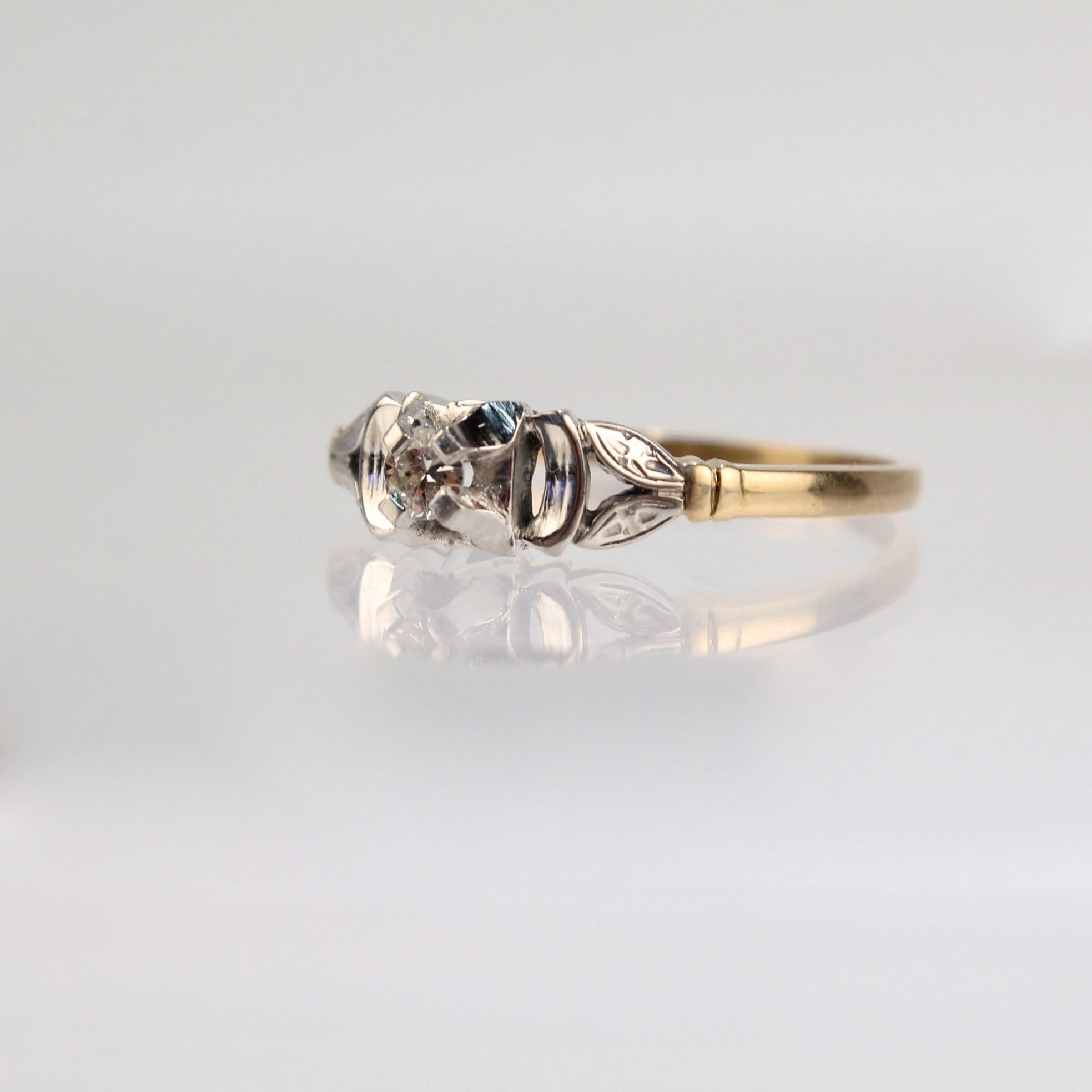 Bague de fiançailles Art déco en or 14 et 18 carats et diamants Bon état - En vente à Philadelphia, PA