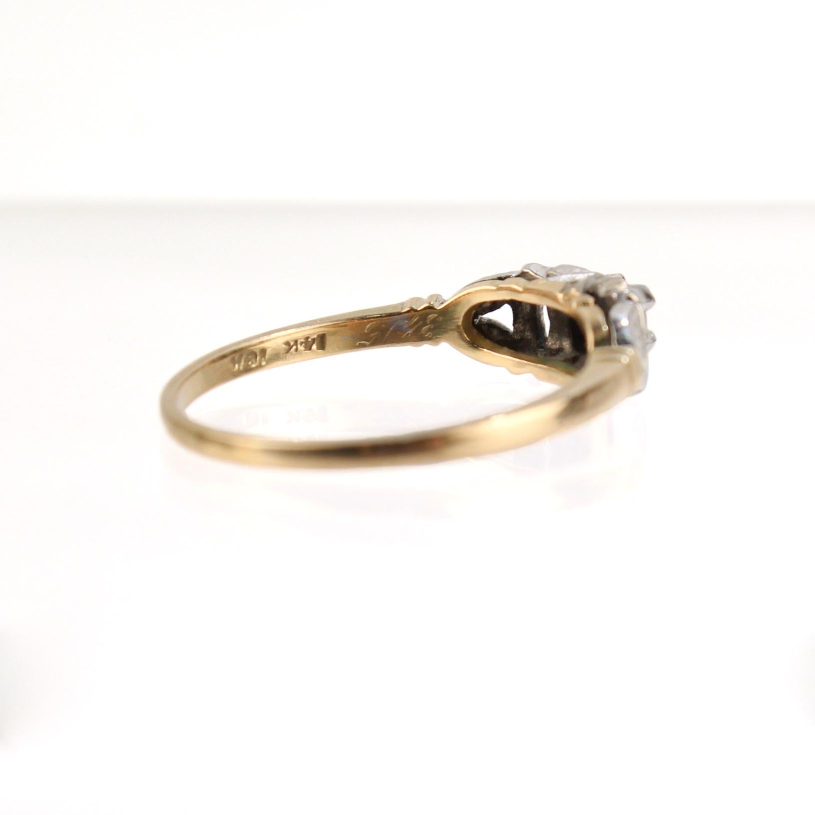 Art Deco Mixed Metals 14 and 18 Karat Gold and Diamond Engagement Ring For Sale 3