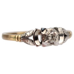 Art Deco Mixed Metals 14 and 18 Karat Gold and Diamond Engagement Ring