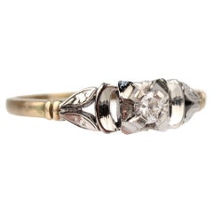 Anello di fidanzamento Art Deco in metalli misti in oro e diamanti da 14 e 18 carati