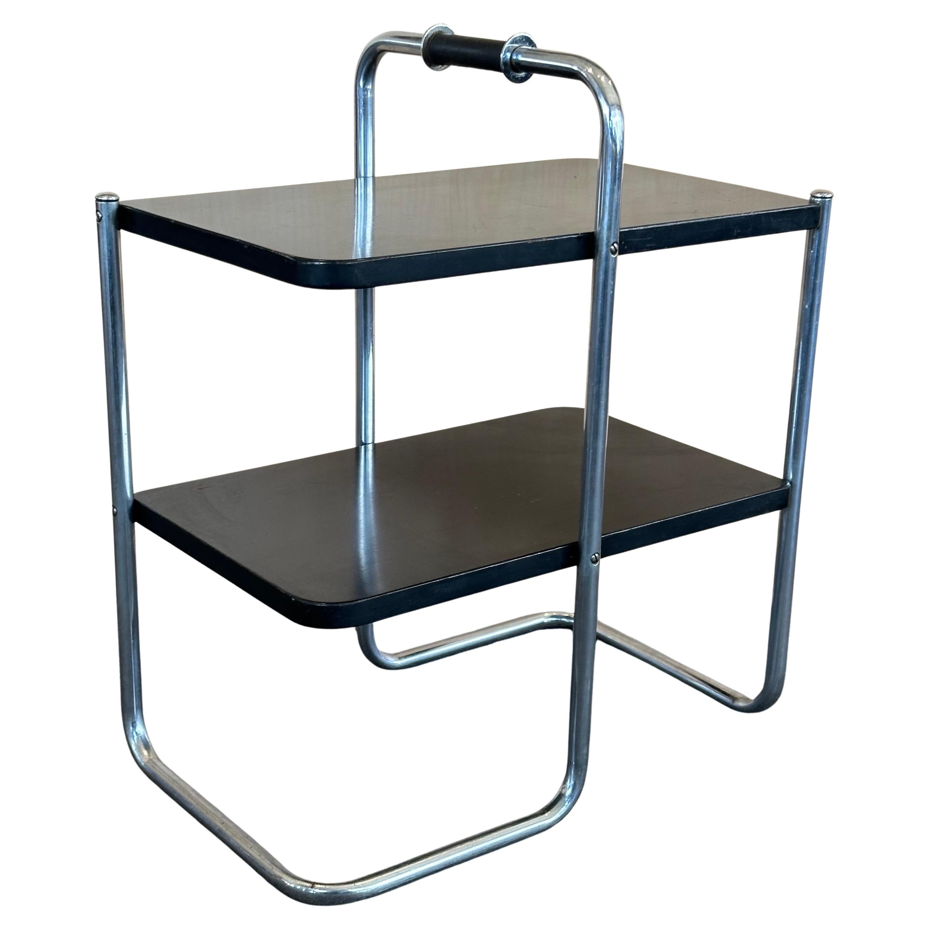 Machine Age Art Deco Model 305 Chrome & Lacquer End Table by Wolfgang Hoffman for Howell Co. For Sale