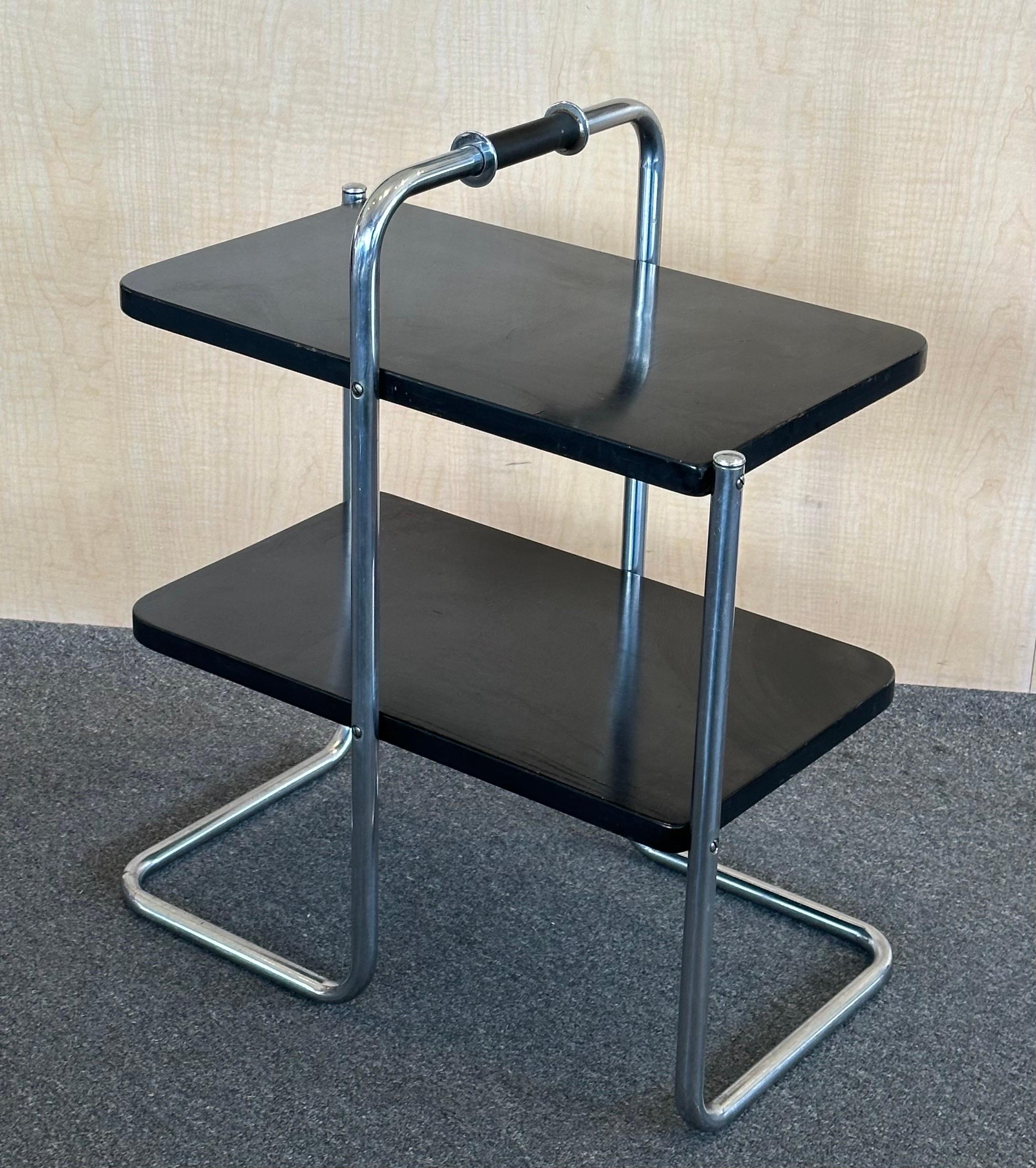 American Art Deco Model 305 Chrome & Lacquer End Table by Wolfgang Hoffman for Howell Co. For Sale