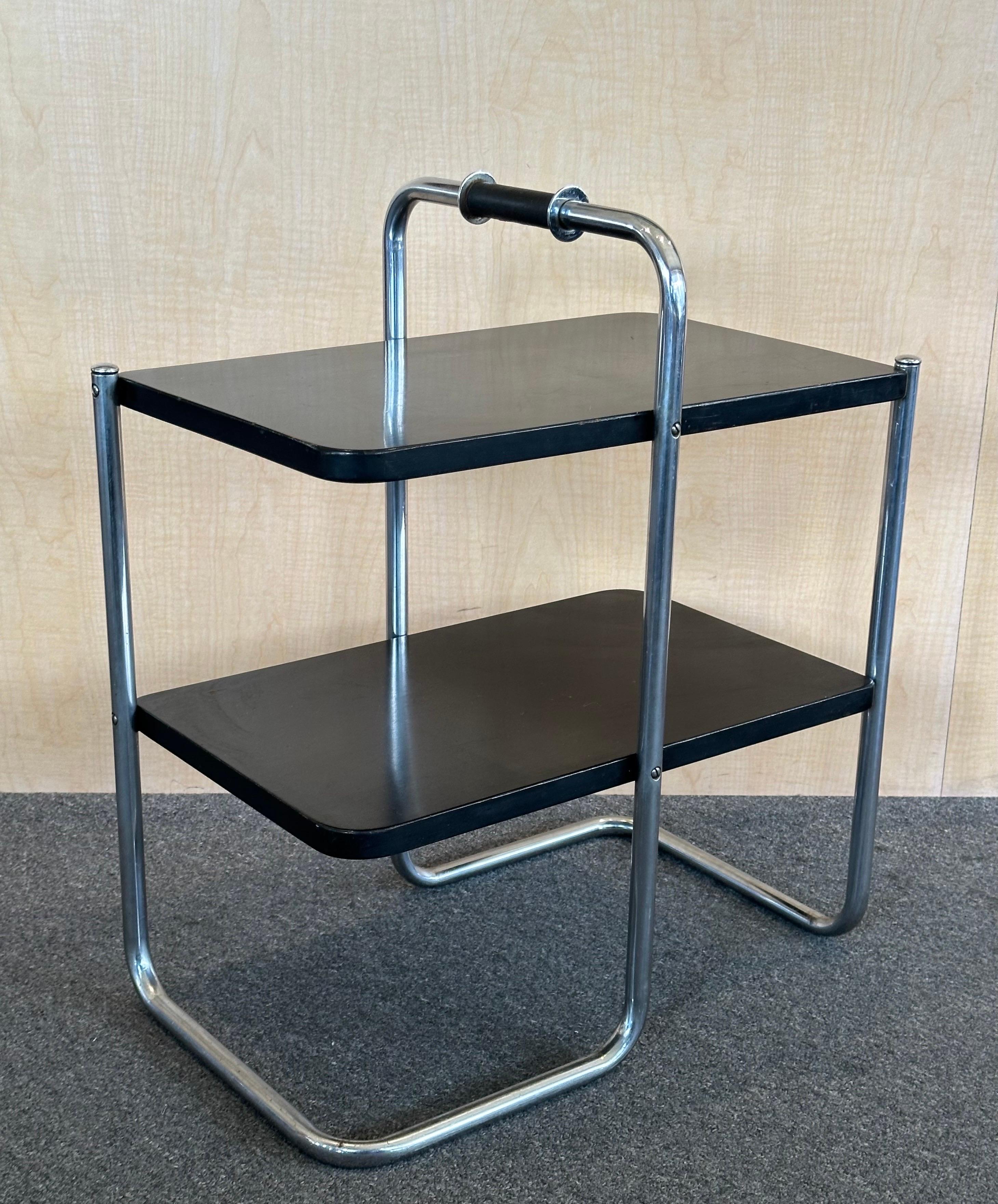 Lacquered Art Deco Model 305 Chrome & Lacquer End Table by Wolfgang Hoffman for Howell Co. For Sale