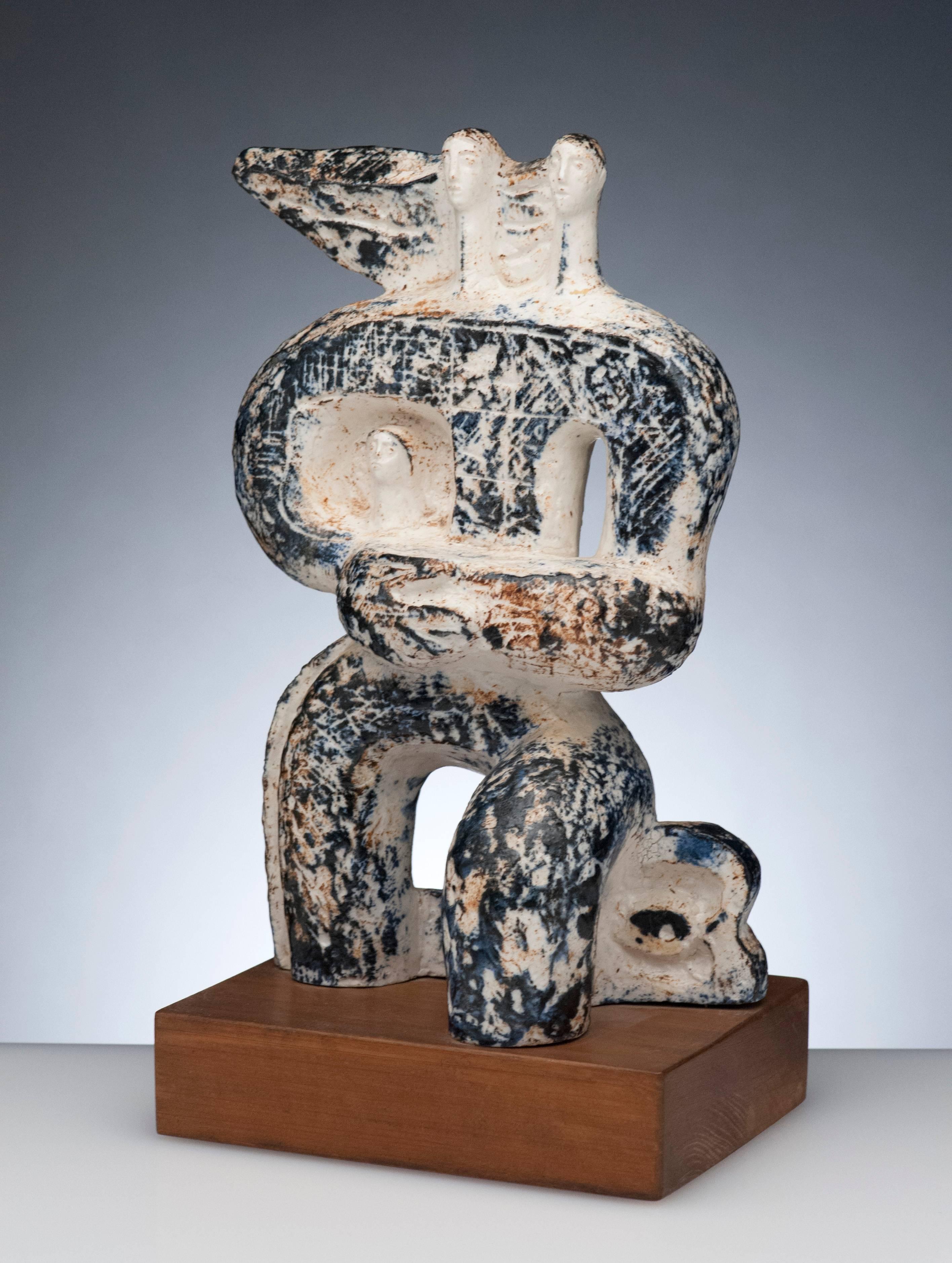 American Art Deco Modern Abstract Figurative Ceramic Sculpture by Arnold Geissbuhler