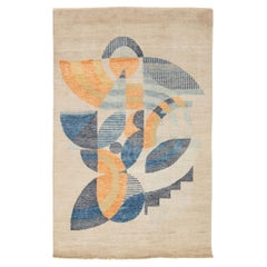 Art Deco Modern Abstrakt Geometrische Wolle Bereich Teppich (5x8) In Beige