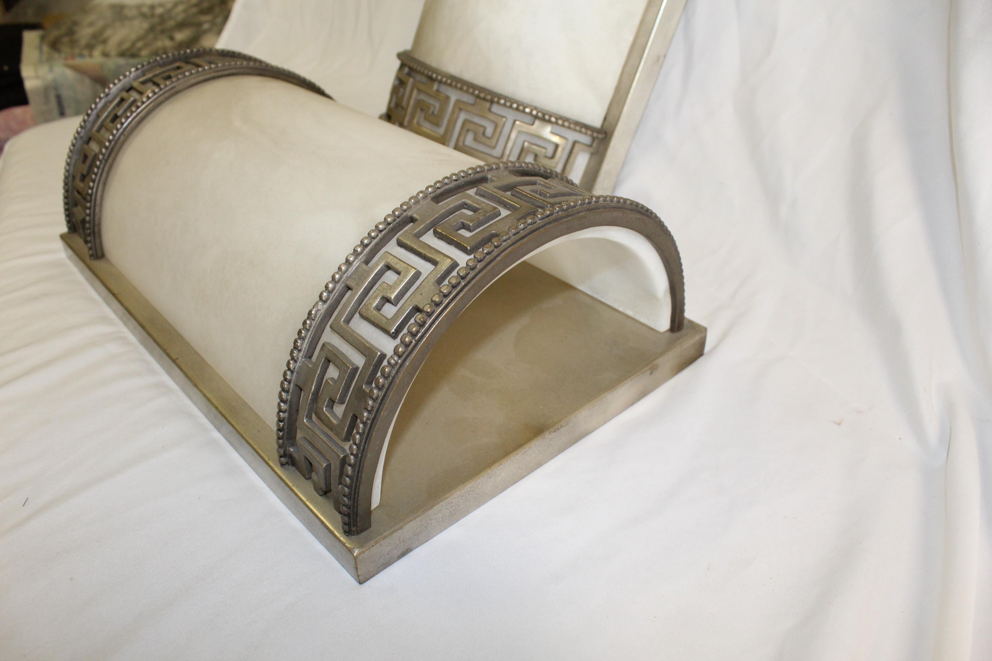 Art Deco /Modern Alabaster Sconces Greek Key Design In Good Condition For Sale In Los Angeles, CA