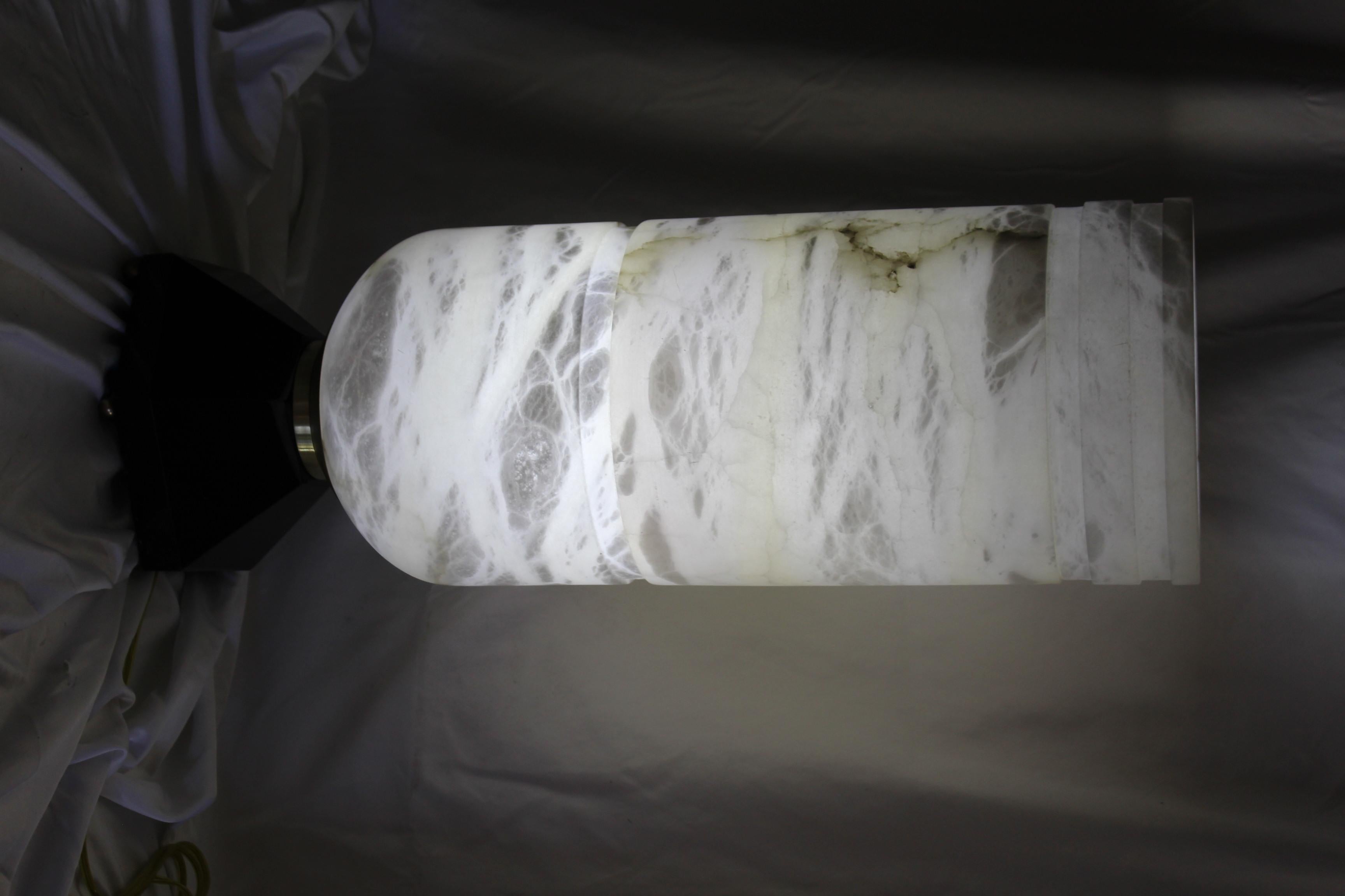 Contemporary Art Deco/Modern Alabaster Up-Light   Lumiere For Sale