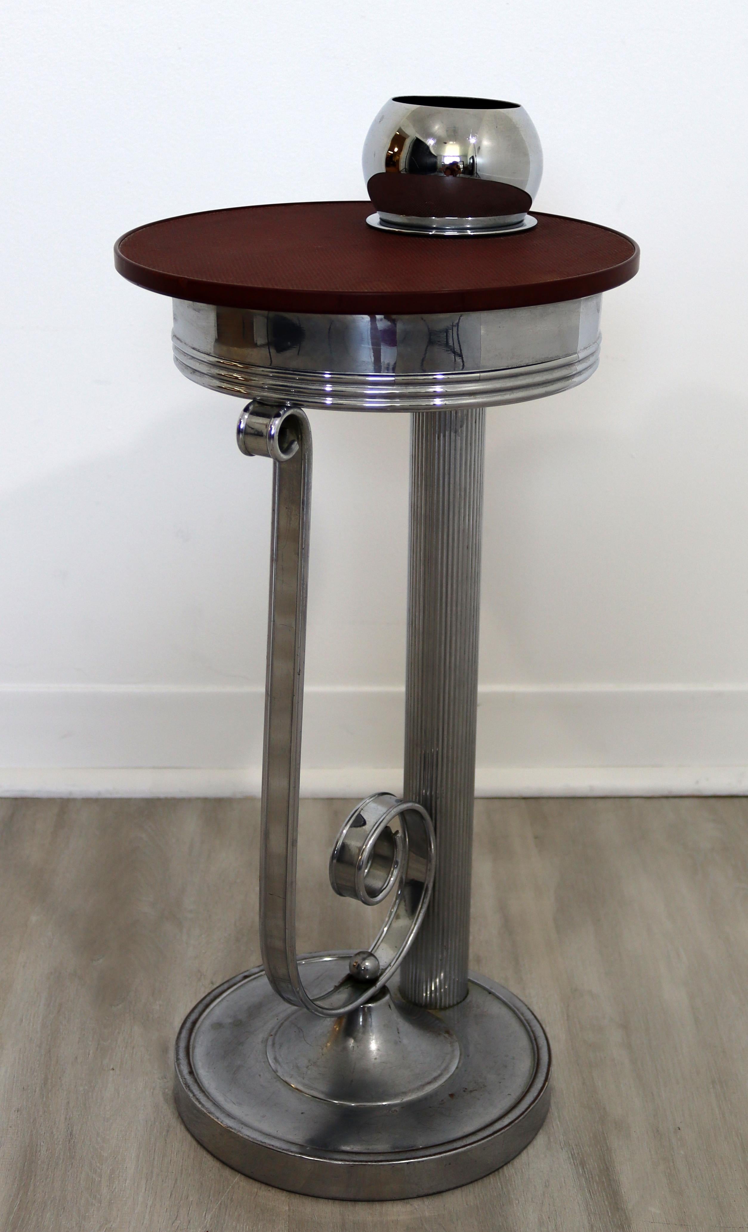 Mid-20th Century Art Deco Modern Aluminum Metal Standing Ashtray Side End Table