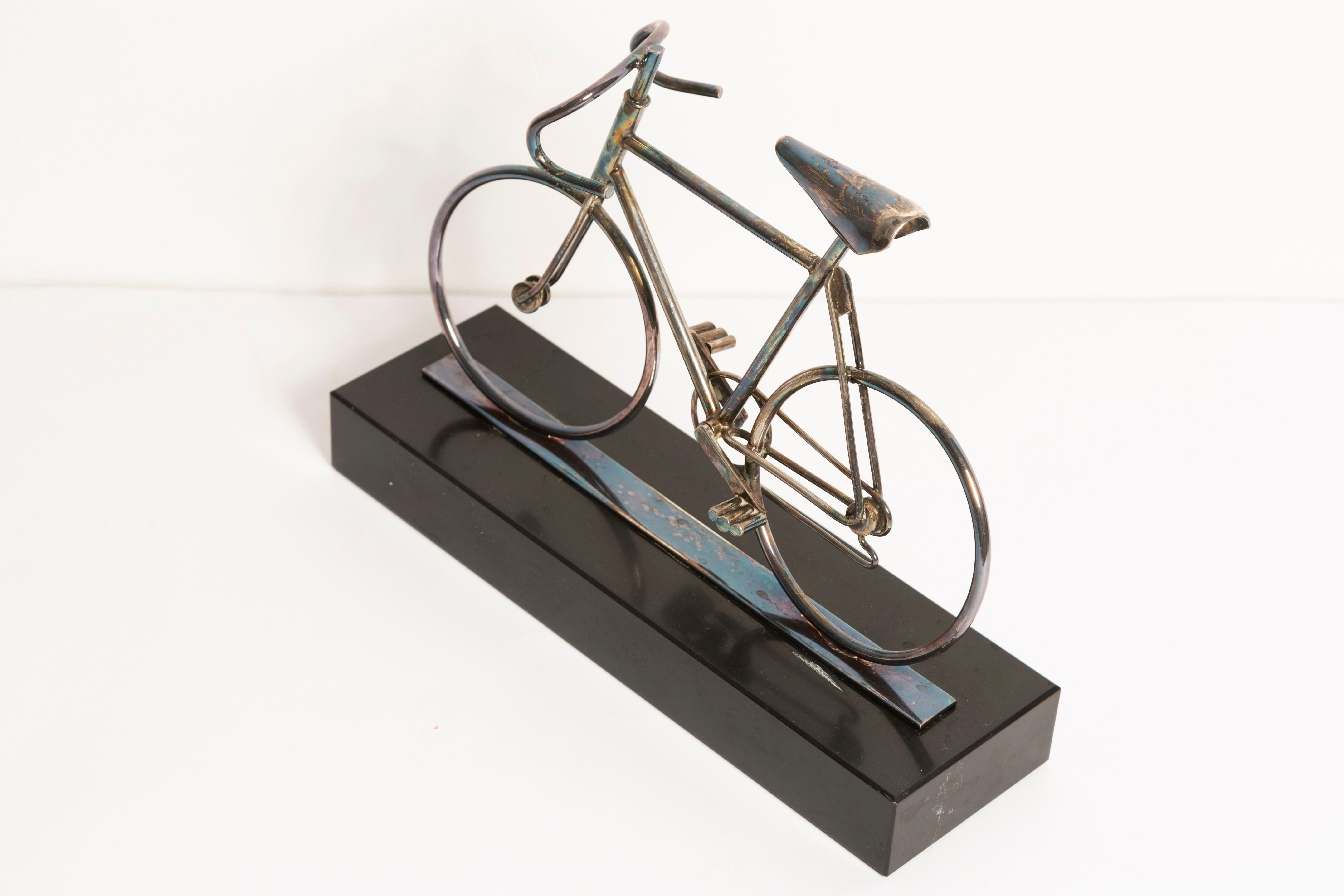 Art Deco, Modern Art, Bike Metal Sculpture on Marble, Europe, 1960s For Sale 3