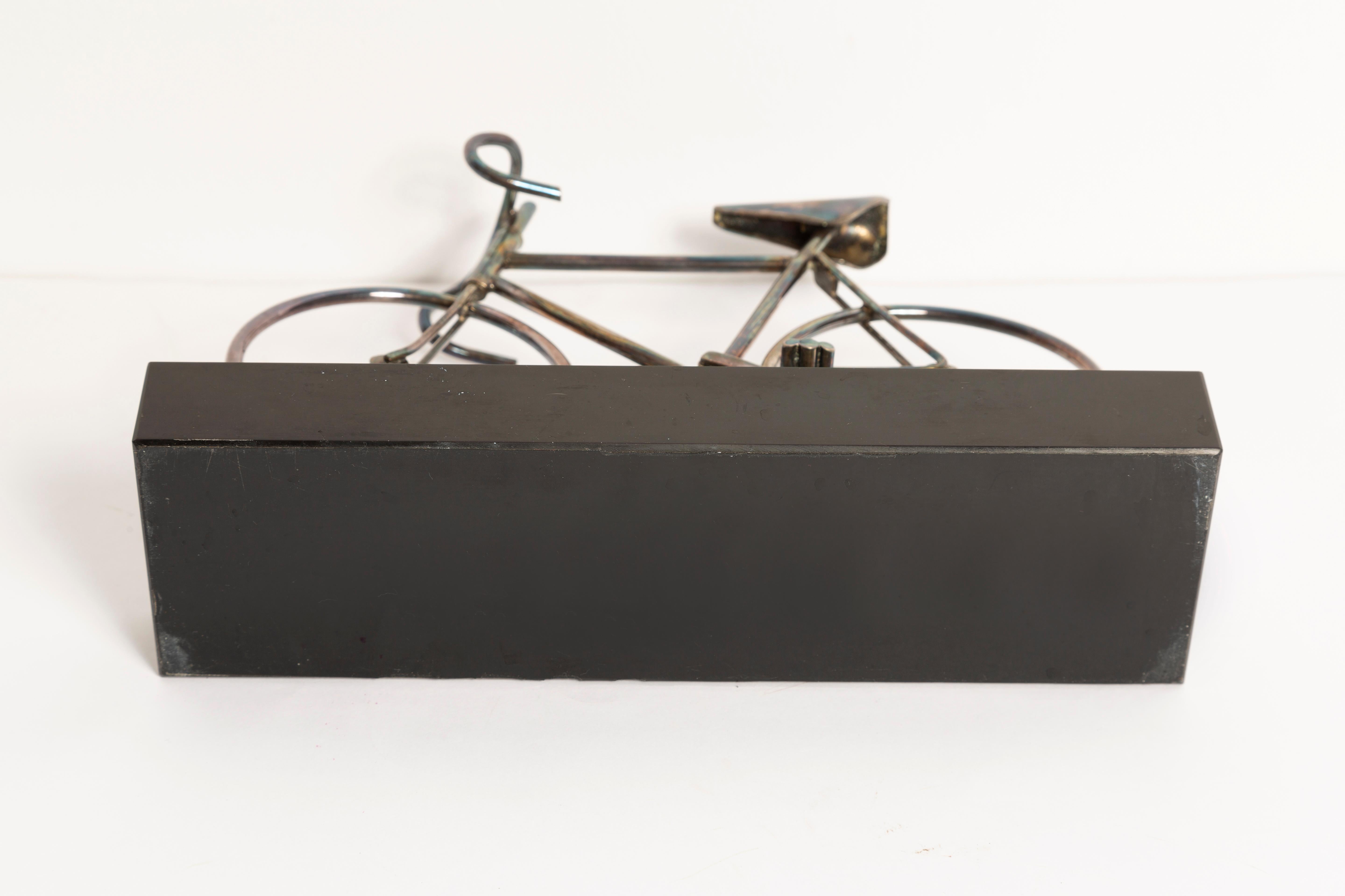 Art Deco, Modern Art, Bike Metal Sculpture on Marble, Europe, 1960s For Sale 4
