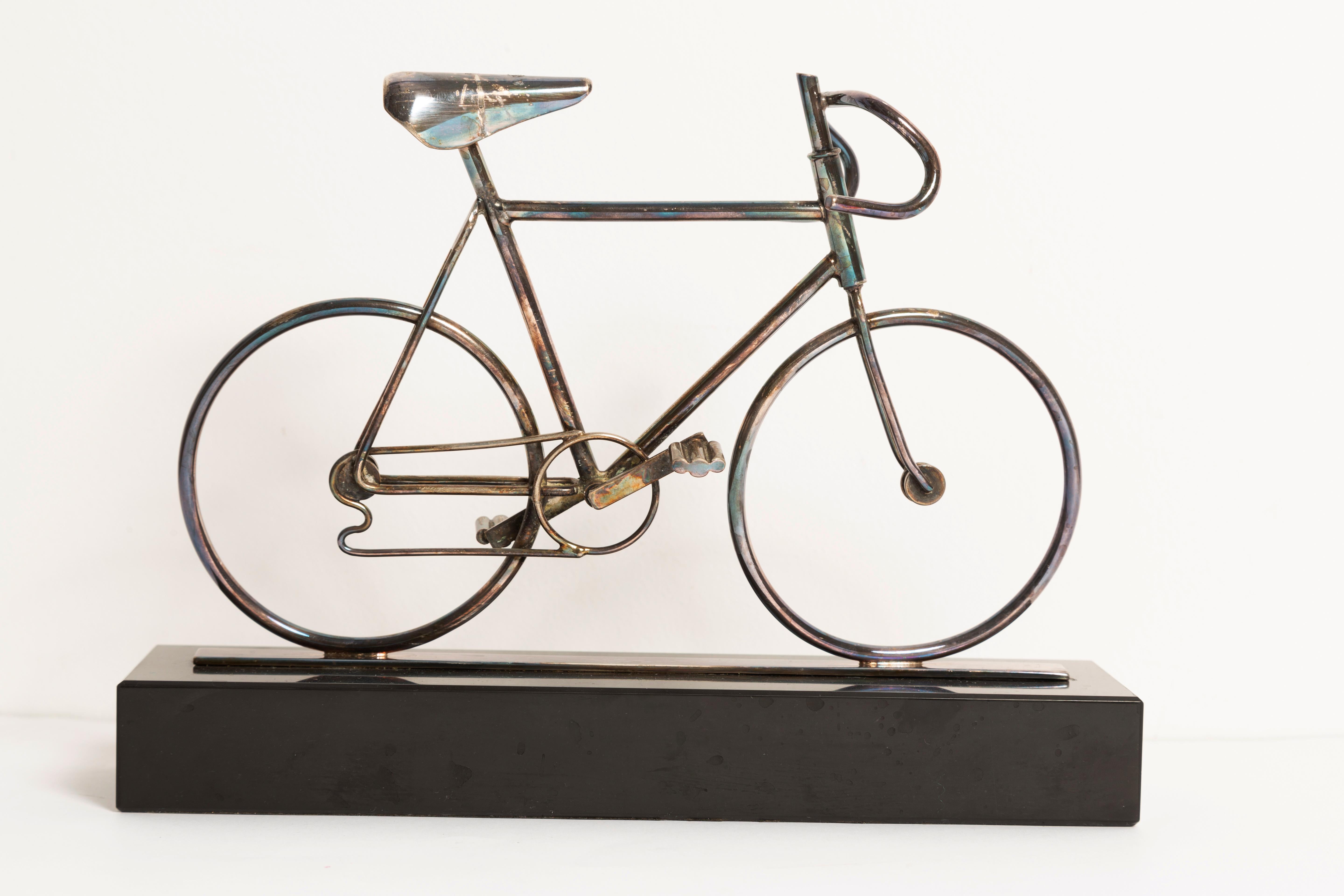 Art Deco, Modern Art, Bike Metal Sculpture on Marble, Europe, 1960s For Sale 5