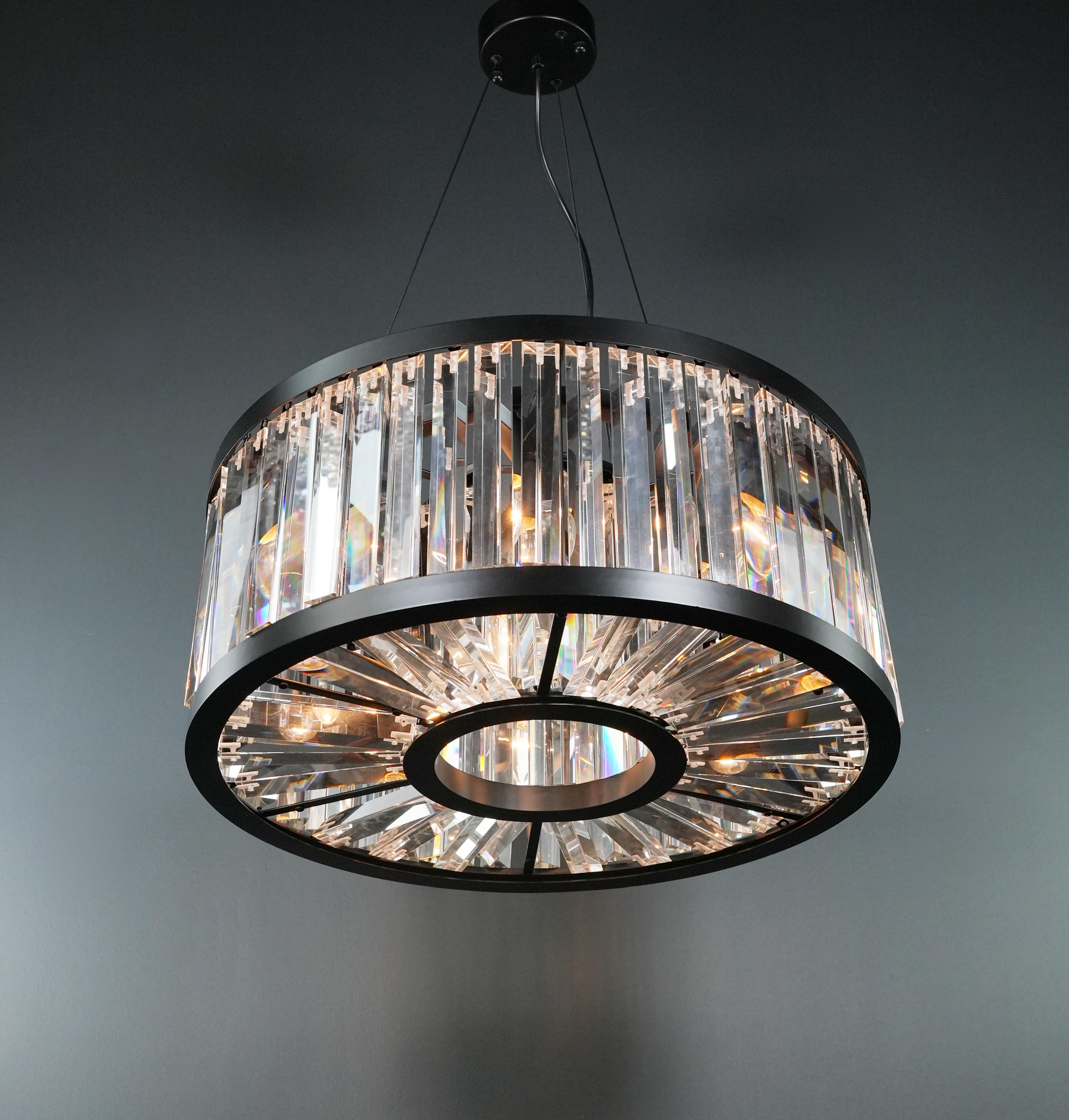 Tedesco Lampadario rotondo nero Art Deco moderno Art Nouveau in vendita