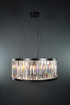 Art Deco Modern Black Round Chandelier Art Nouveau XXL