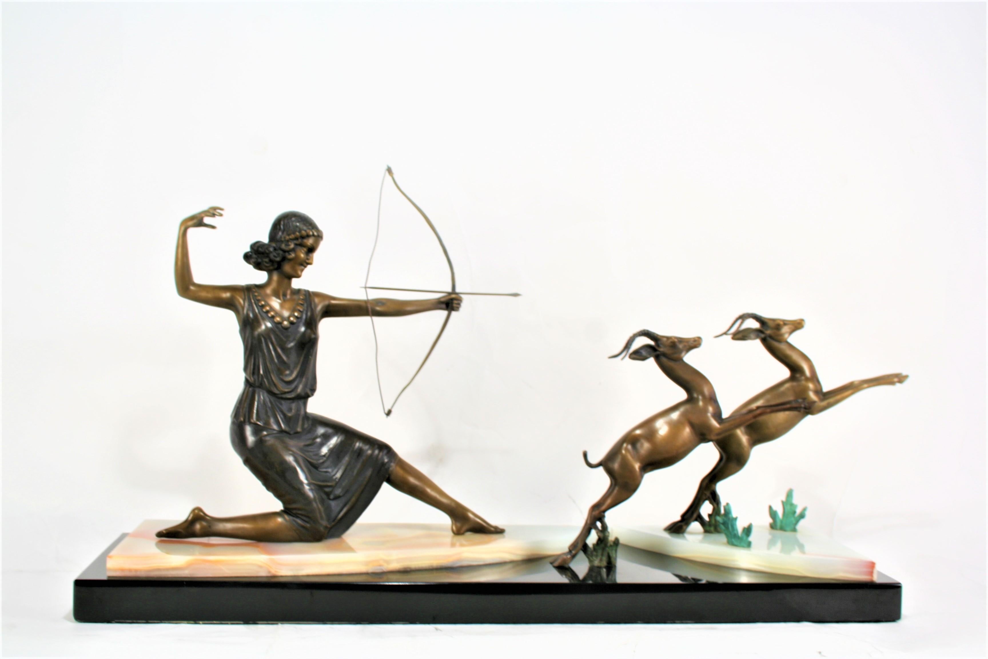 North American Art Deco /Modern Bronze Sculpture Dianna For Sale