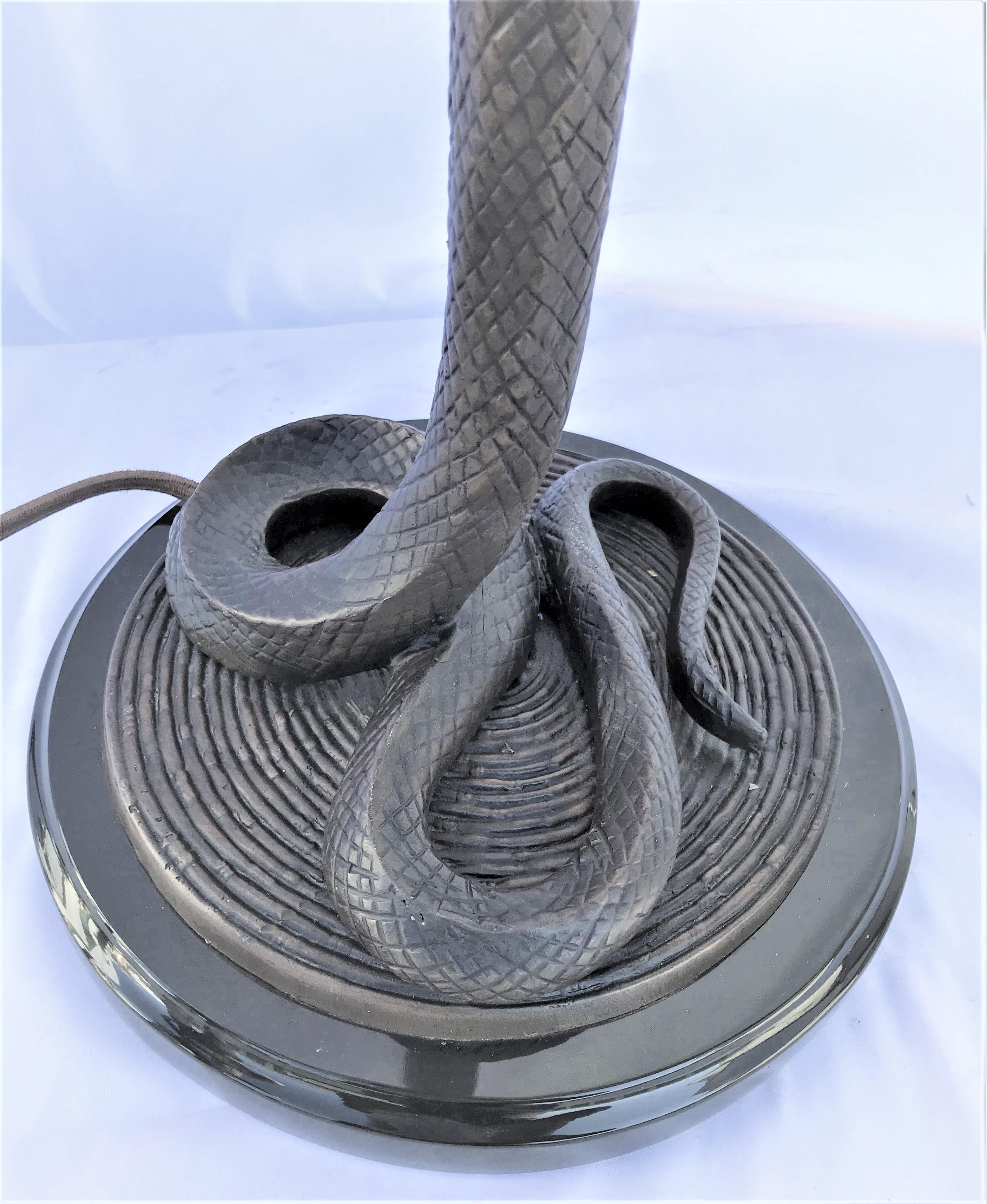 North American Art Deco/Modern Cobra Snake Lamp