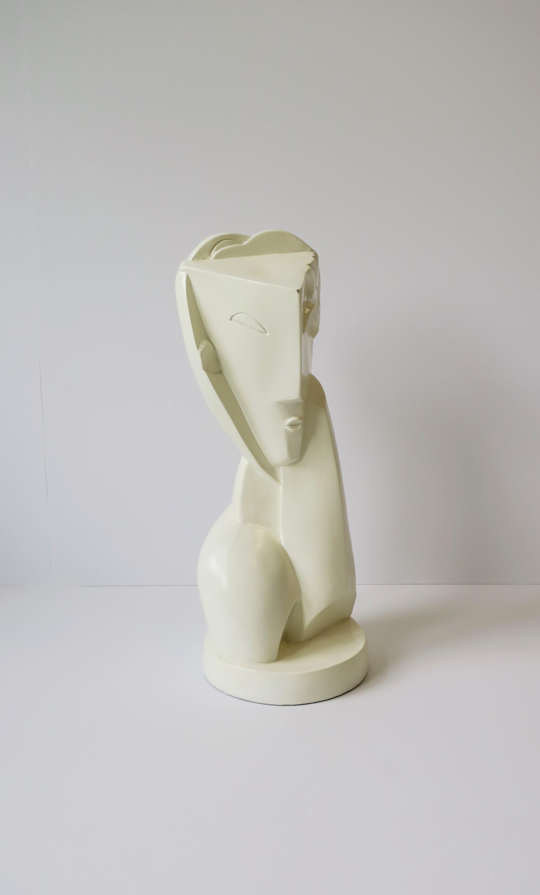 Art Deco Modern Cubist Figurative Bust Sculpture, 1961 2