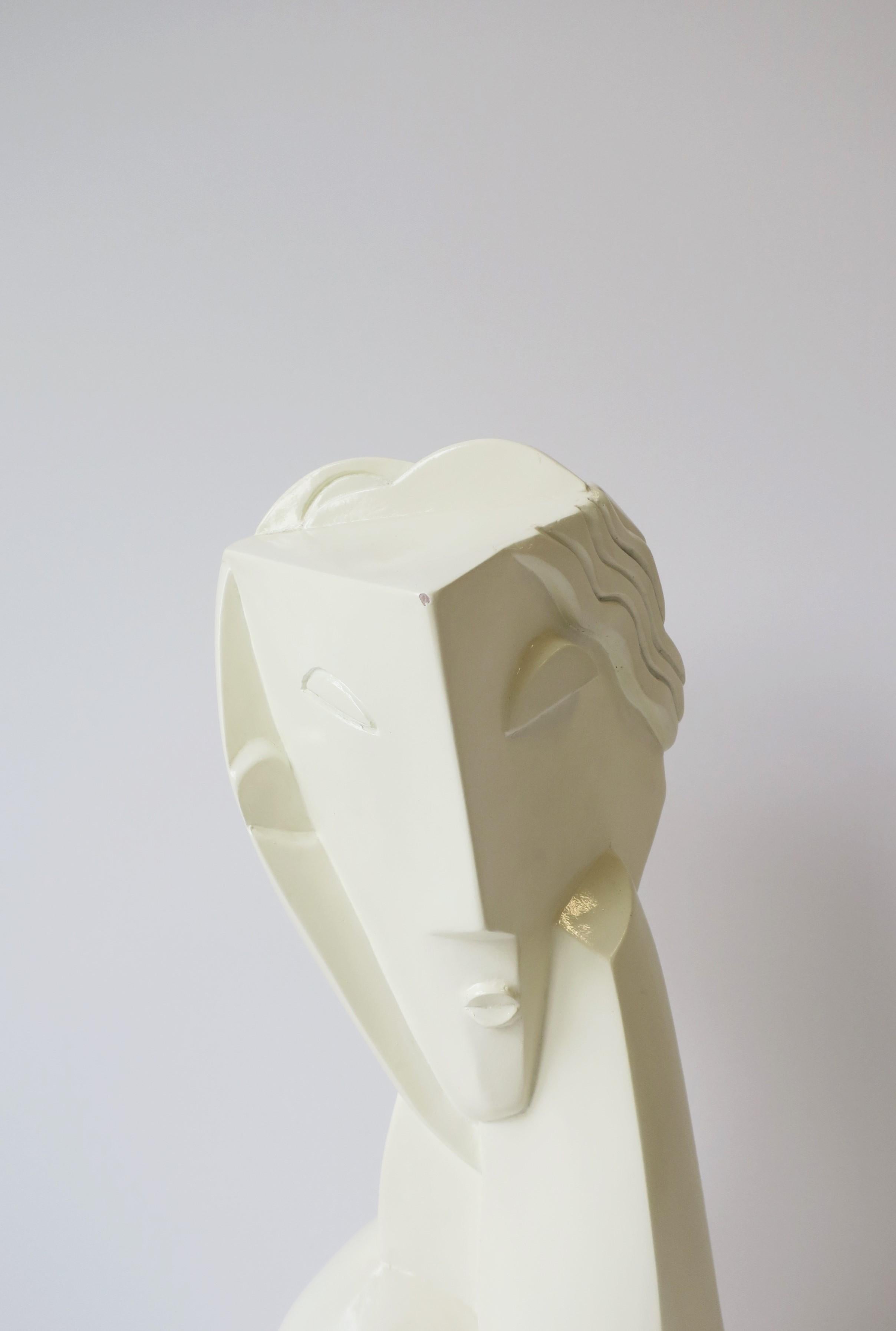 Art Deco Modern Cubist Figurative Bust Sculpture, 1961 5