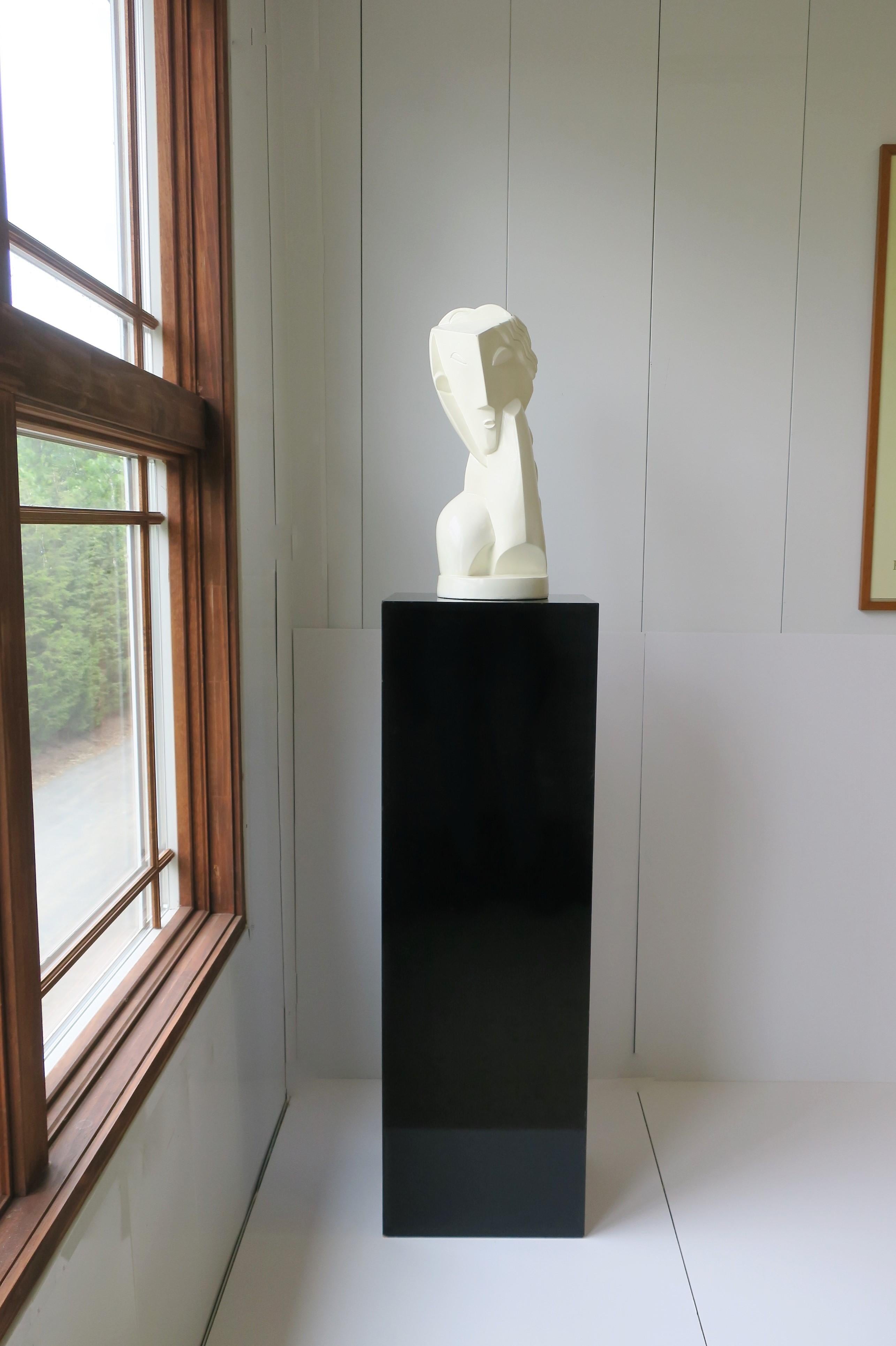 English Art Deco Modern Cubist Figurative Bust Sculpture, 1961